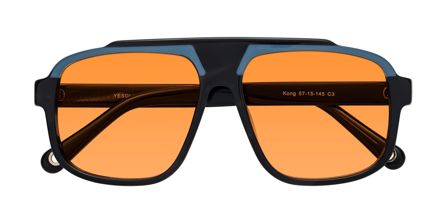 Folded Front of kong in Storm Striped with Orange Tinted Lenses