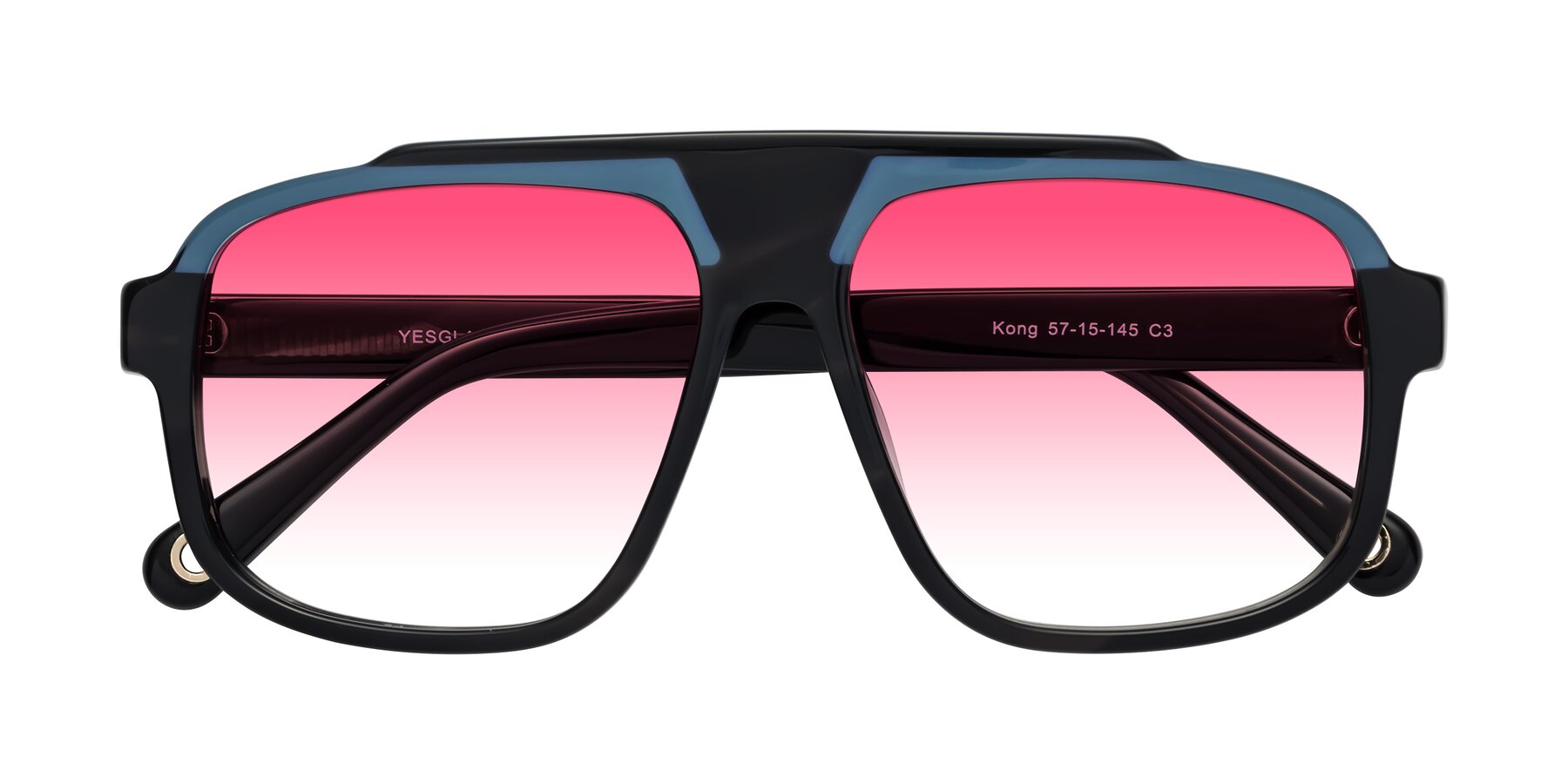 Folded Front of kong in Storm Striped with Pink Gradient Lenses