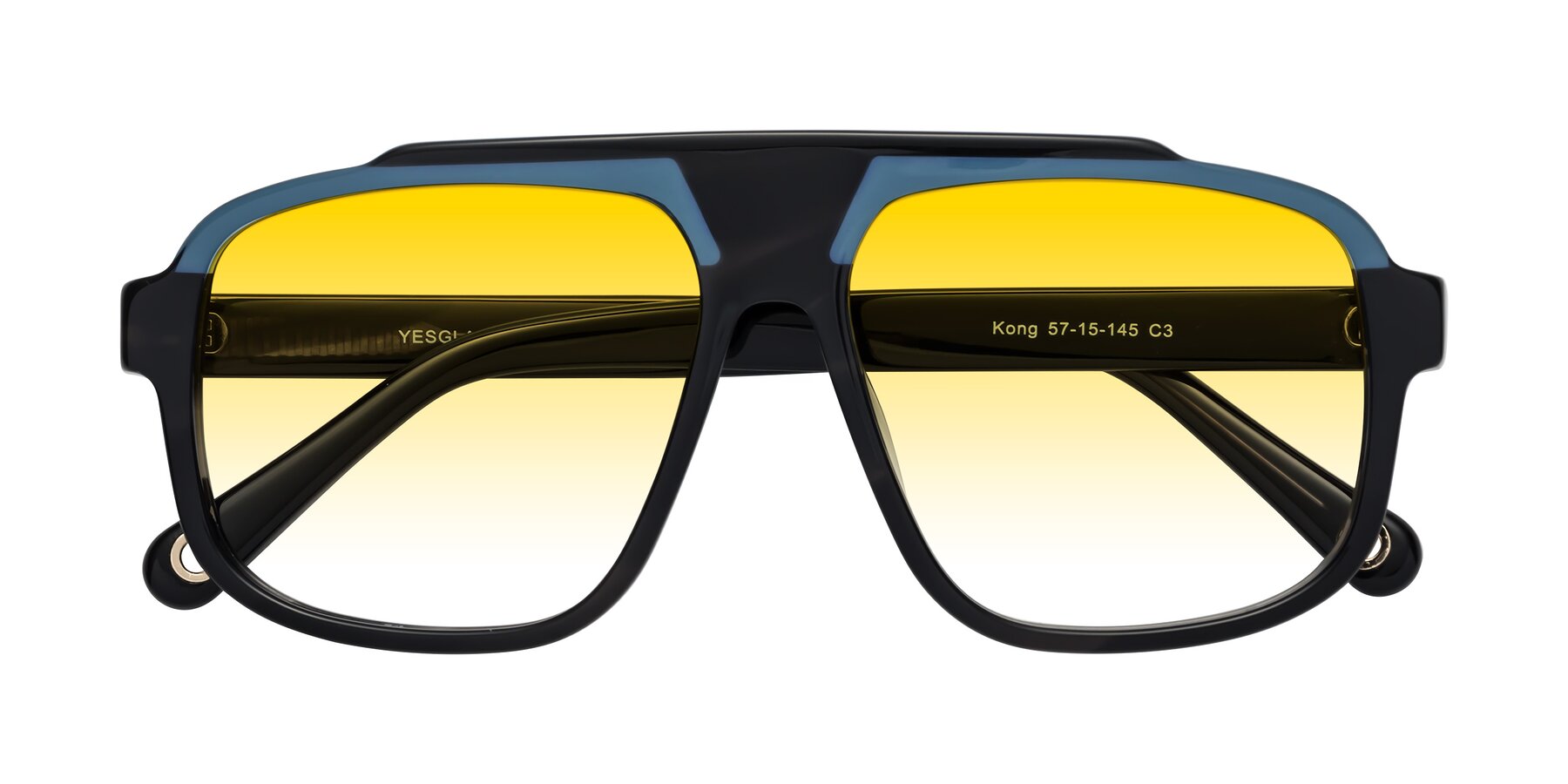 Folded Front of kong in Storm Striped with Yellow Gradient Lenses