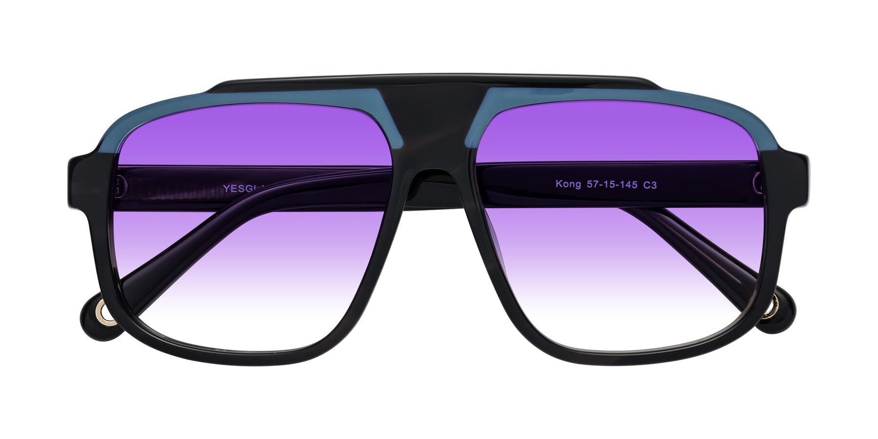 Folded Front of kong in Storm Striped with Purple Gradient Lenses