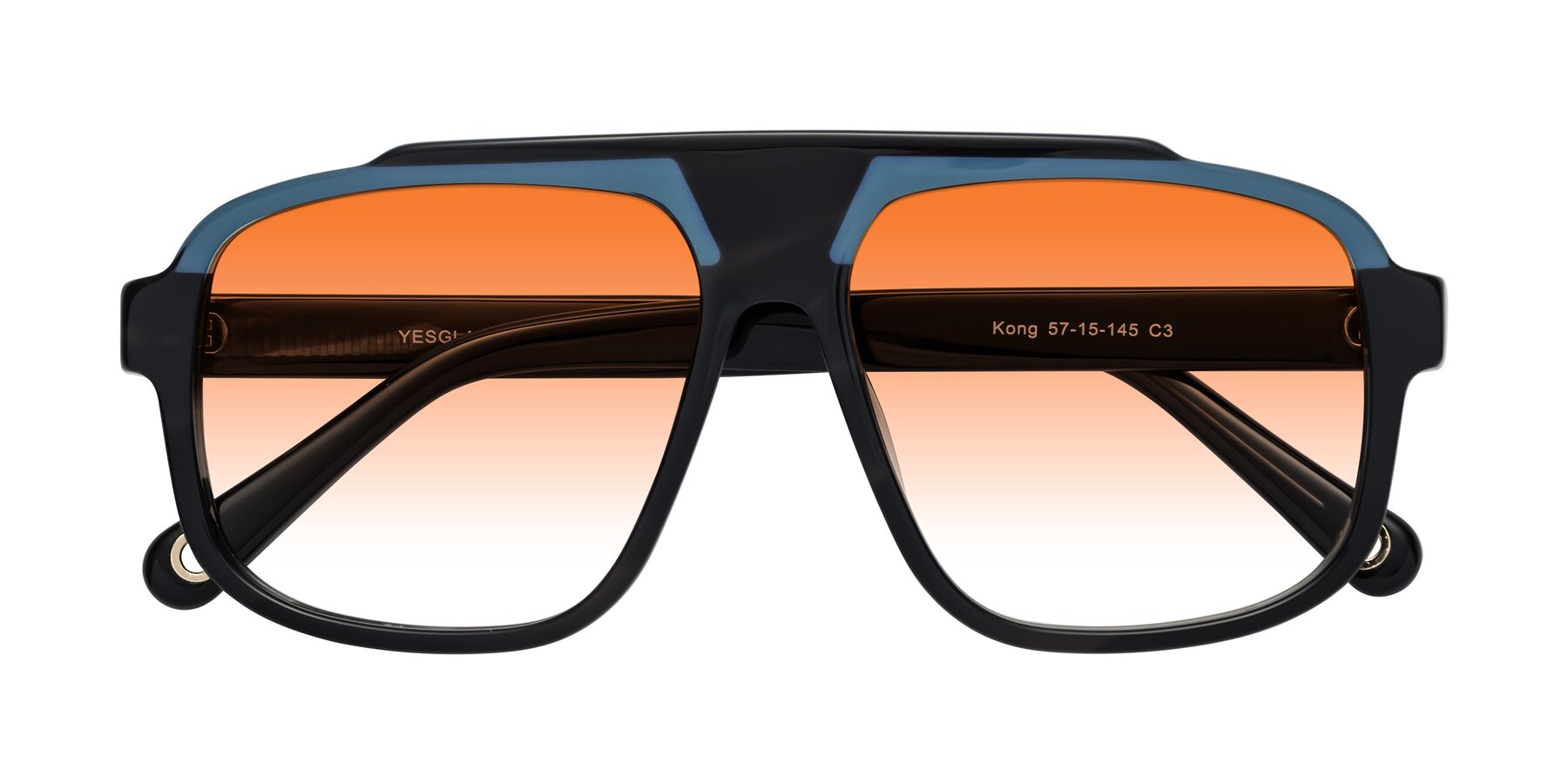 Folded Front of kong in Storm Striped with Orange Gradient Lenses