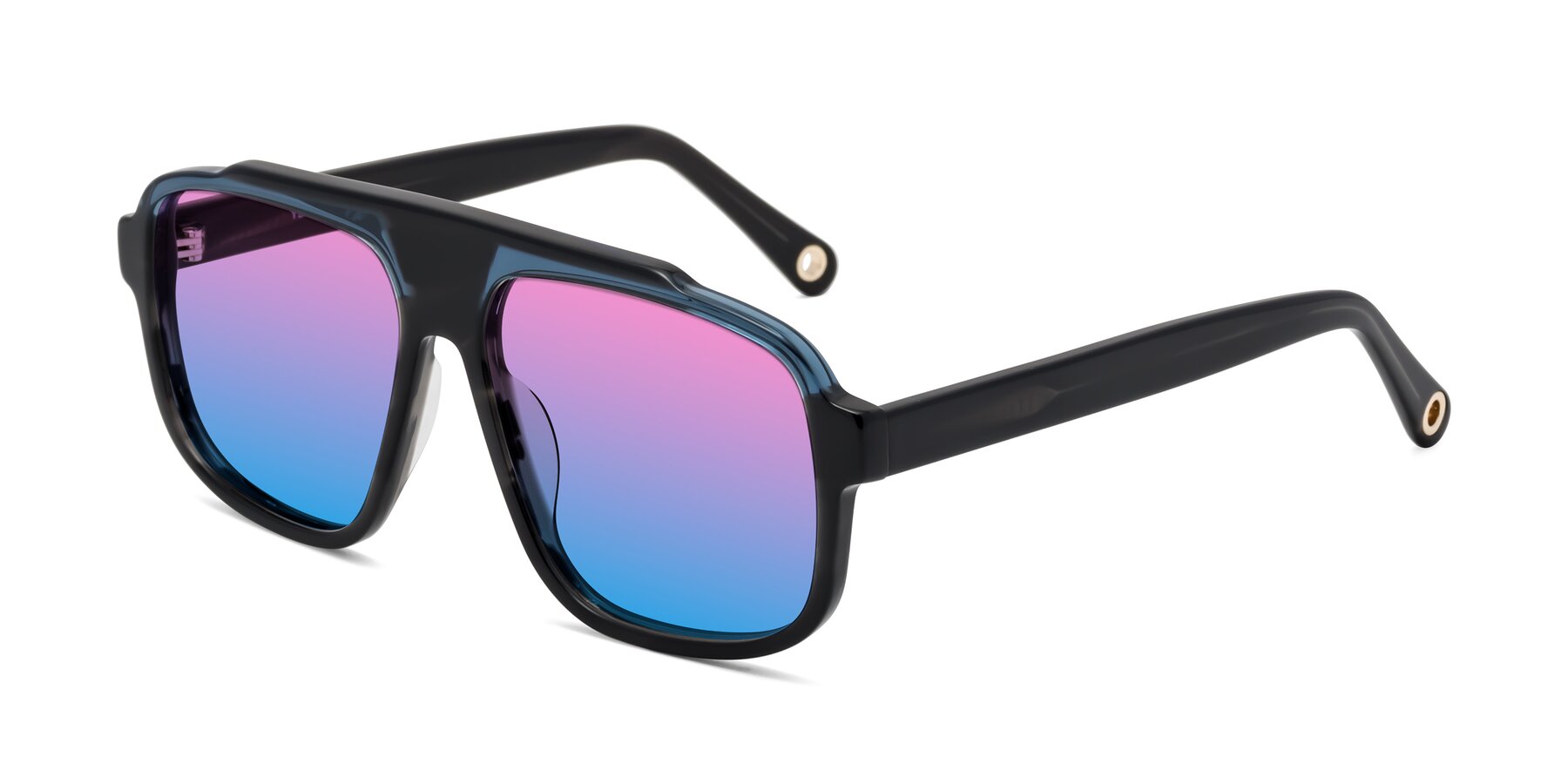 Angle of kong in Storm Striped with Pink / Blue Gradient Lenses