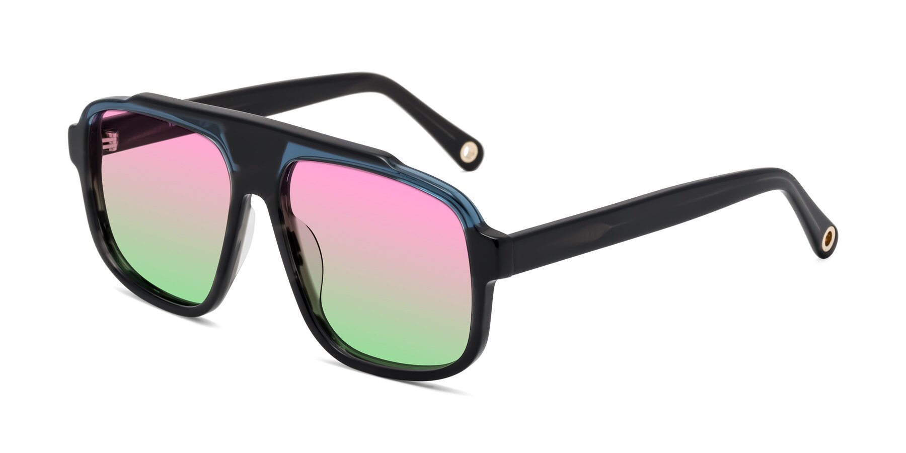 Angle of kong in Storm Striped with Pink / Green Gradient Lenses