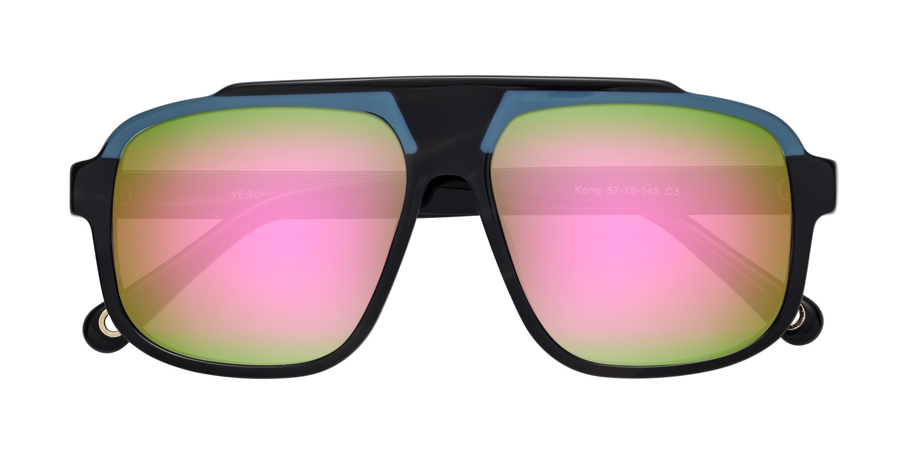 Folded Front of kong in Storm Striped with Pink Mirrored Lenses