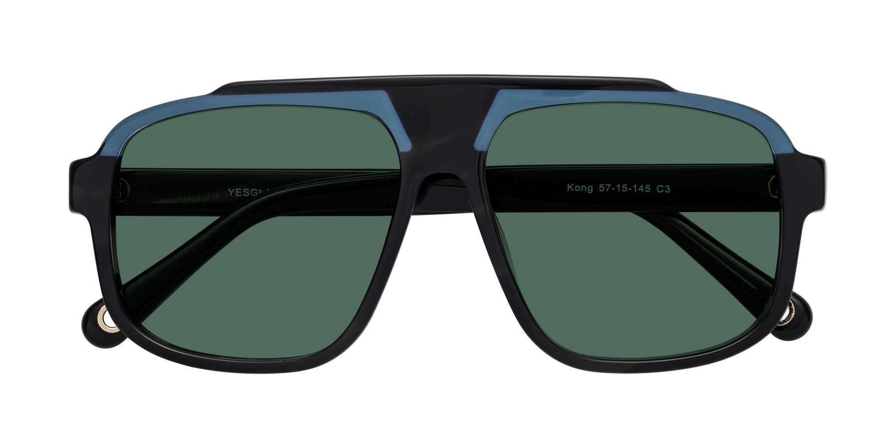 Folded Front of kong in Storm Striped with Green Polarized Lenses