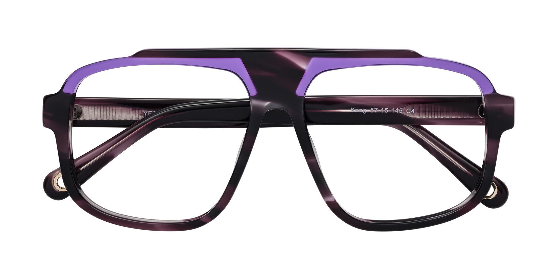 Folded Front of kong in Twilight Striped with Clear Eyeglass Lenses