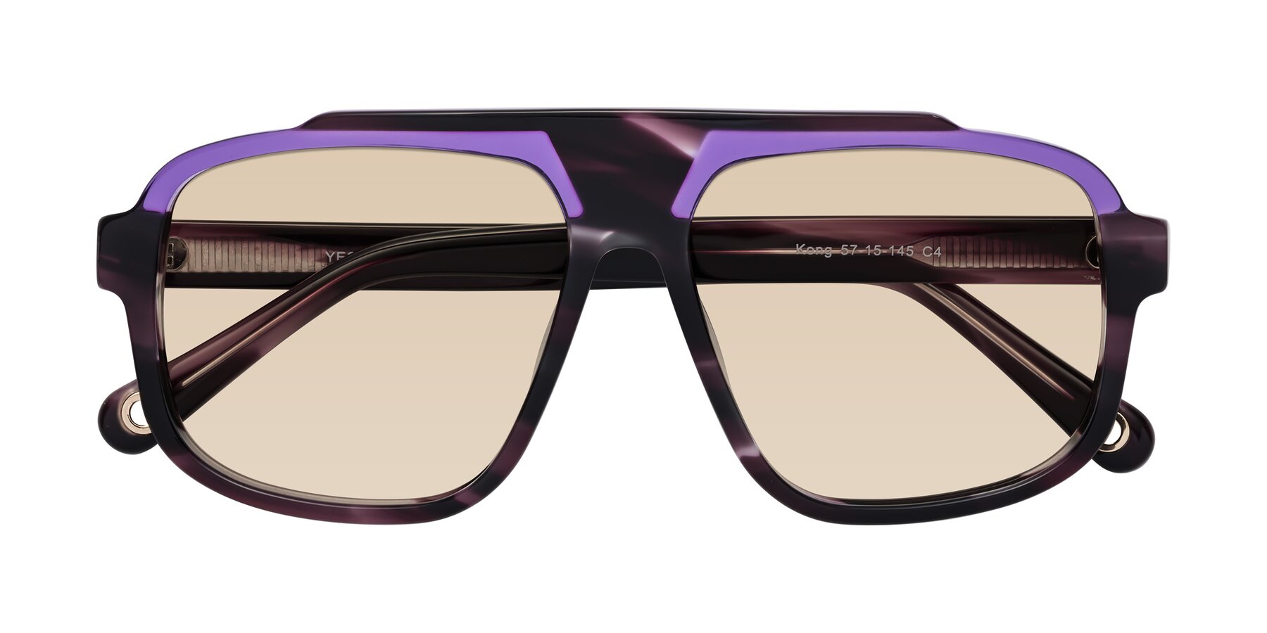 Folded Front of kong in Twilight Striped with Light Brown Tinted Lenses