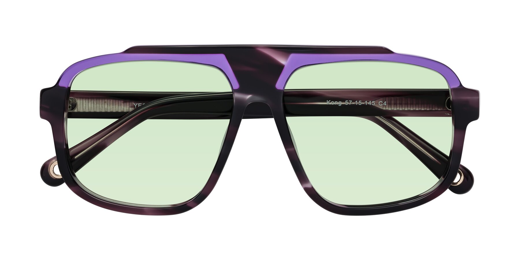 Folded Front of kong in Twilight Striped with Light Green Tinted Lenses