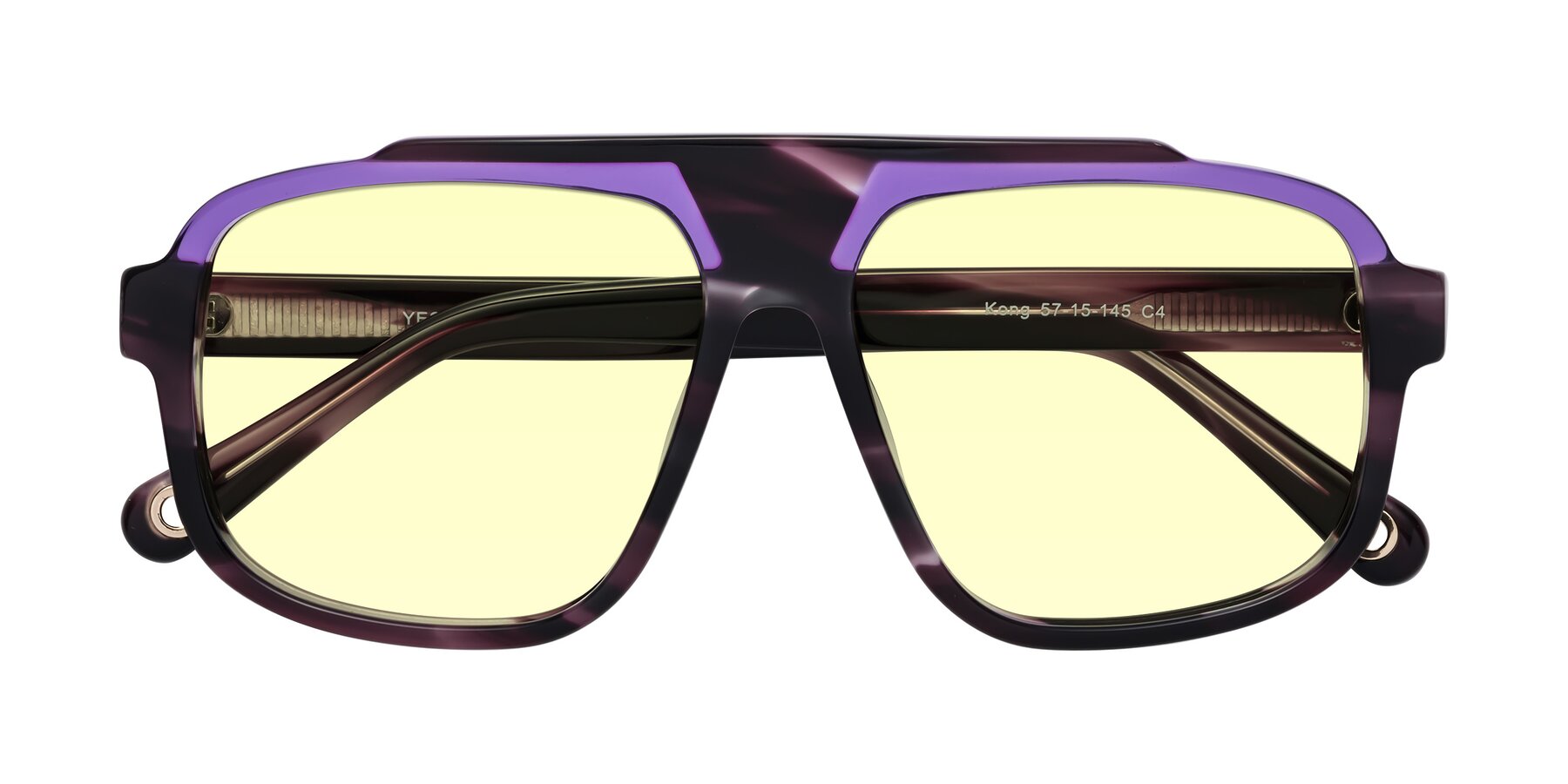 Folded Front of kong in Twilight Striped with Light Yellow Tinted Lenses