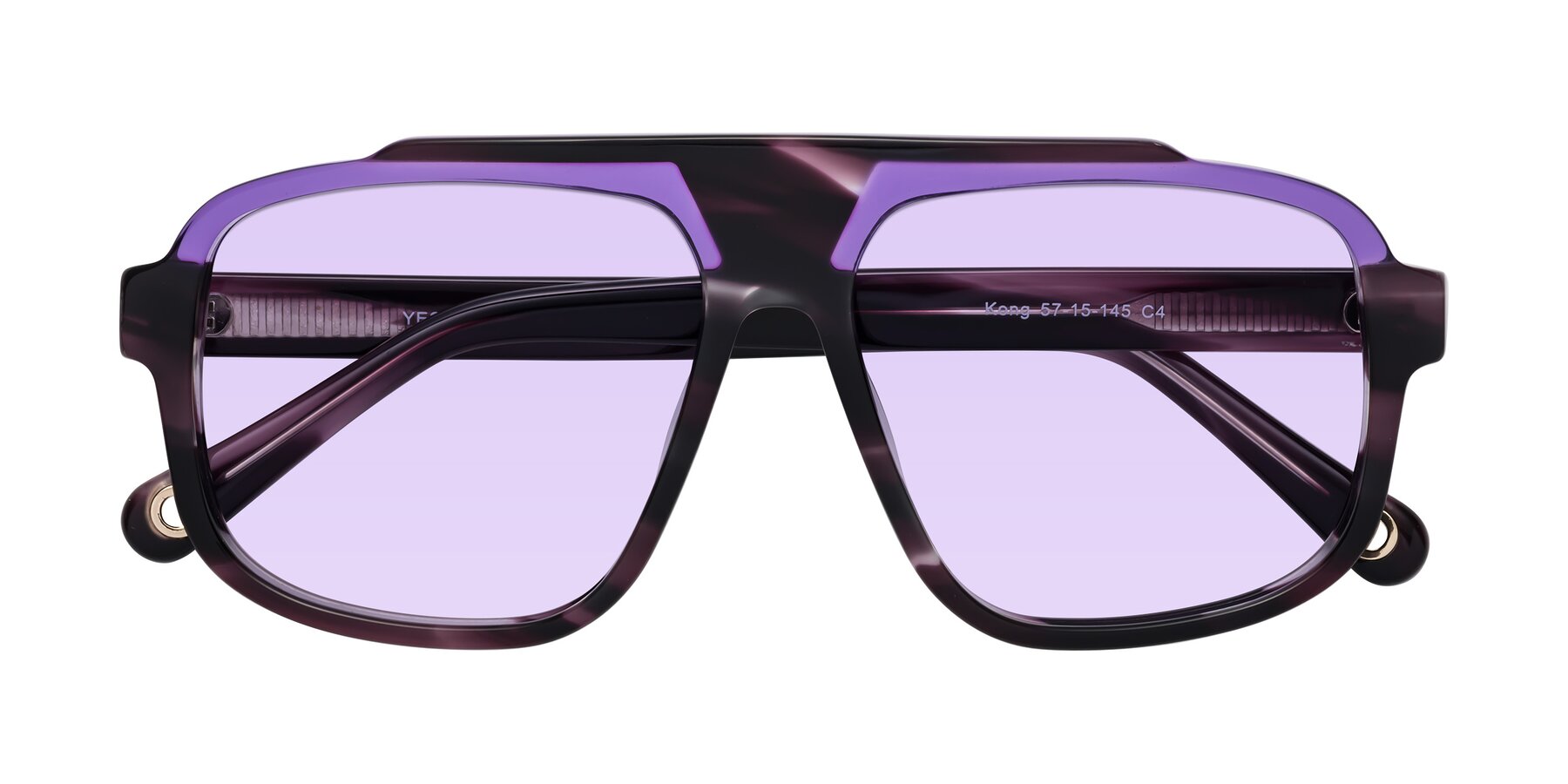 Folded Front of kong in Twilight Striped with Light Purple Tinted Lenses