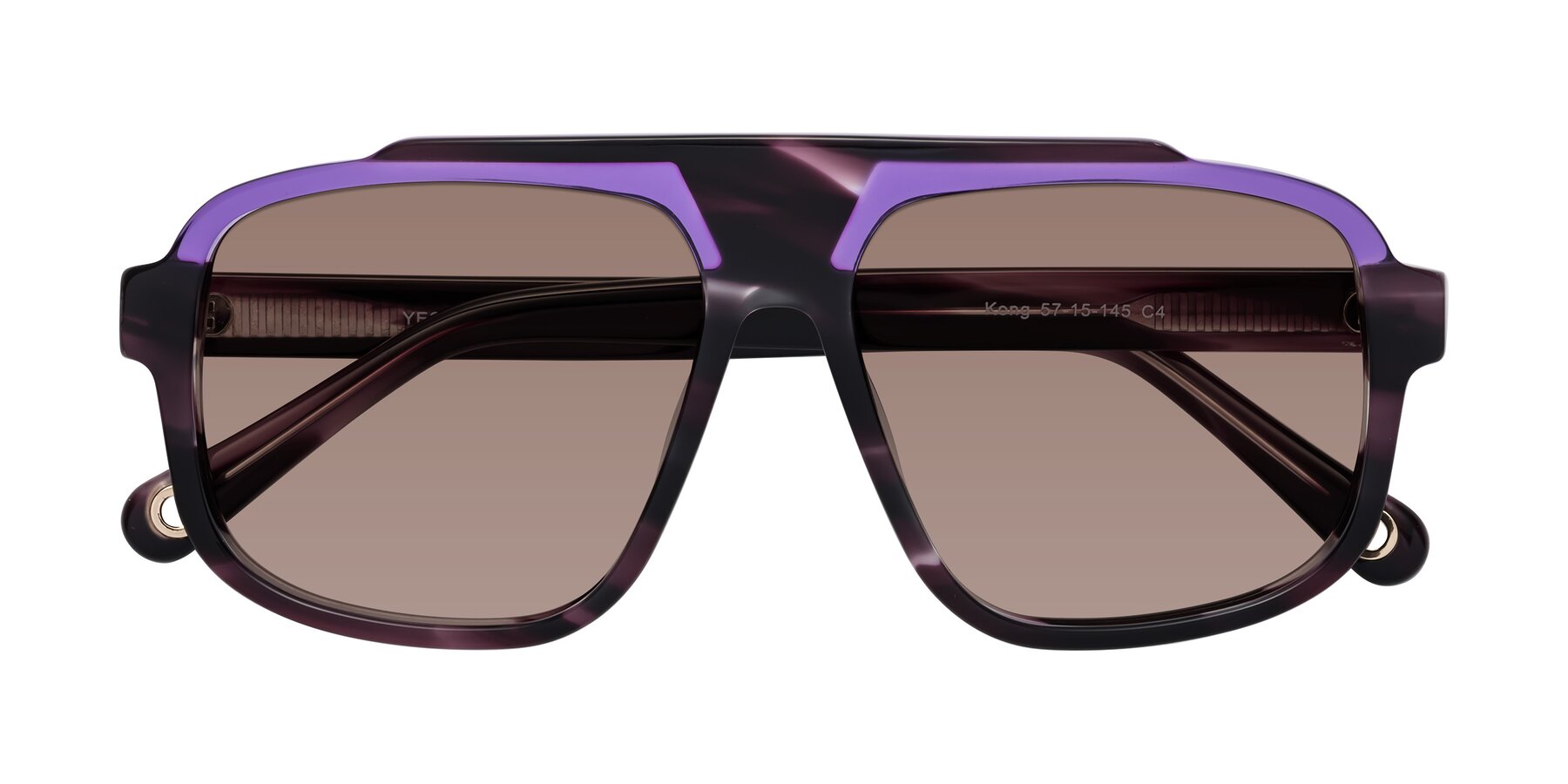 Folded Front of kong in Twilight Striped with Medium Brown Tinted Lenses