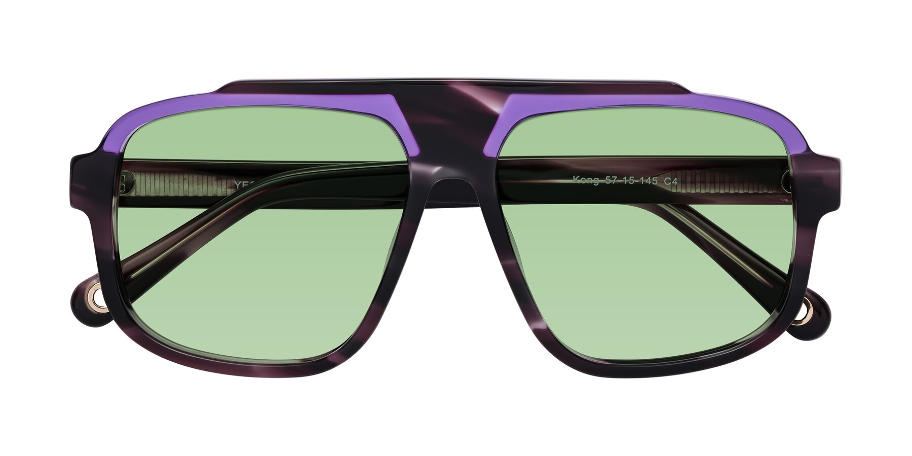 Folded Front of kong in Twilight Striped with Medium Green Tinted Lenses