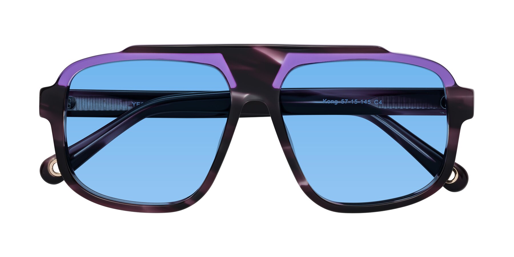 Folded Front of kong in Twilight Striped with Medium Blue Tinted Lenses