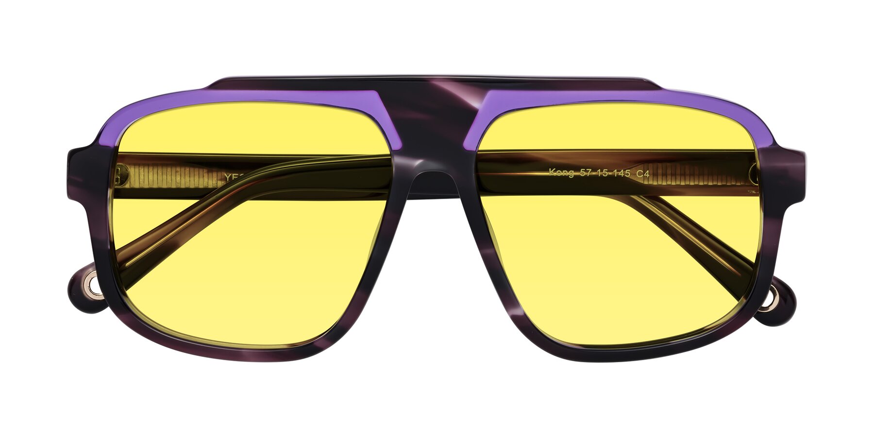 Folded Front of kong in Twilight Striped with Medium Yellow Tinted Lenses