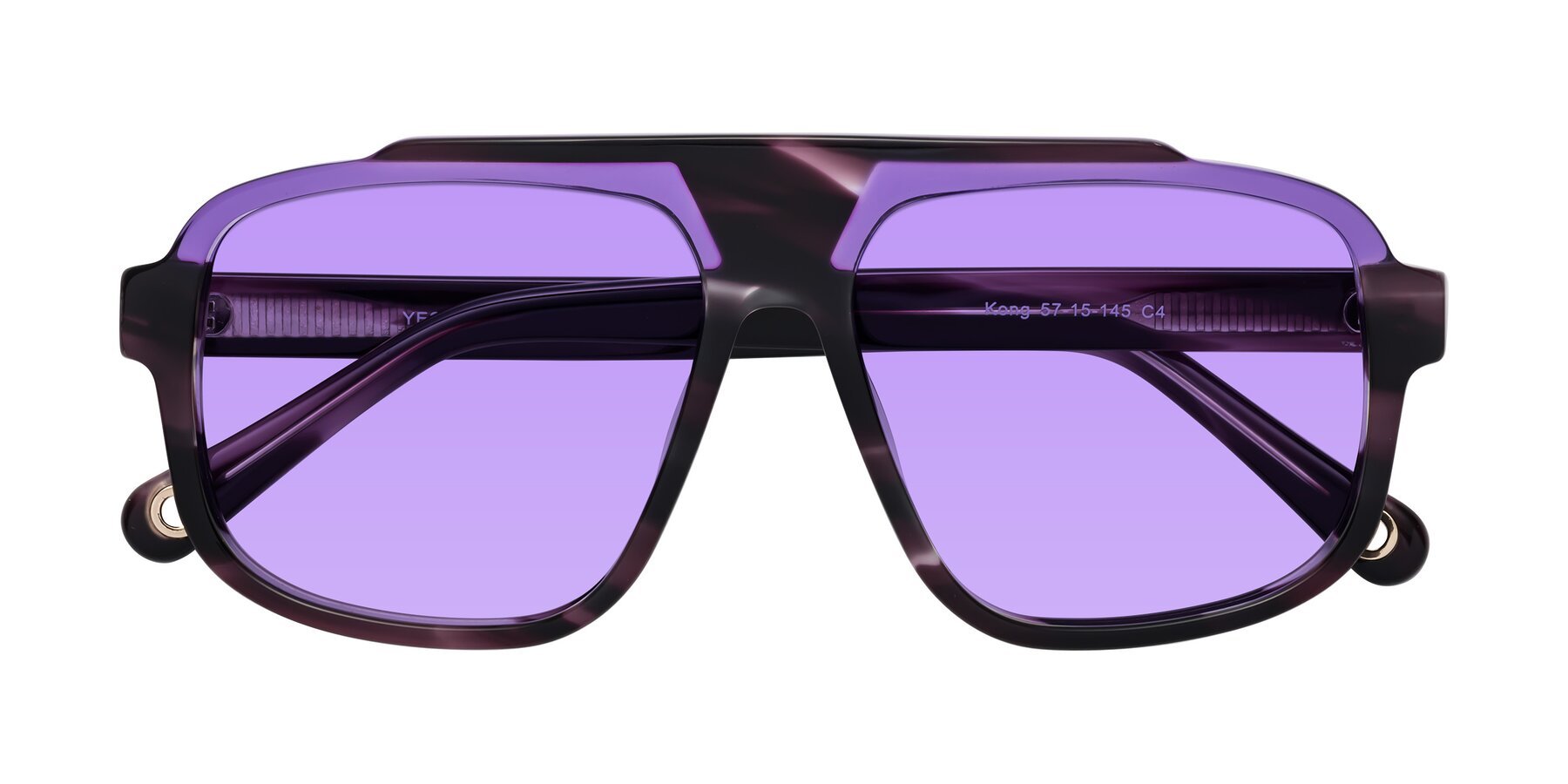 Folded Front of kong in Twilight Striped with Medium Purple Tinted Lenses