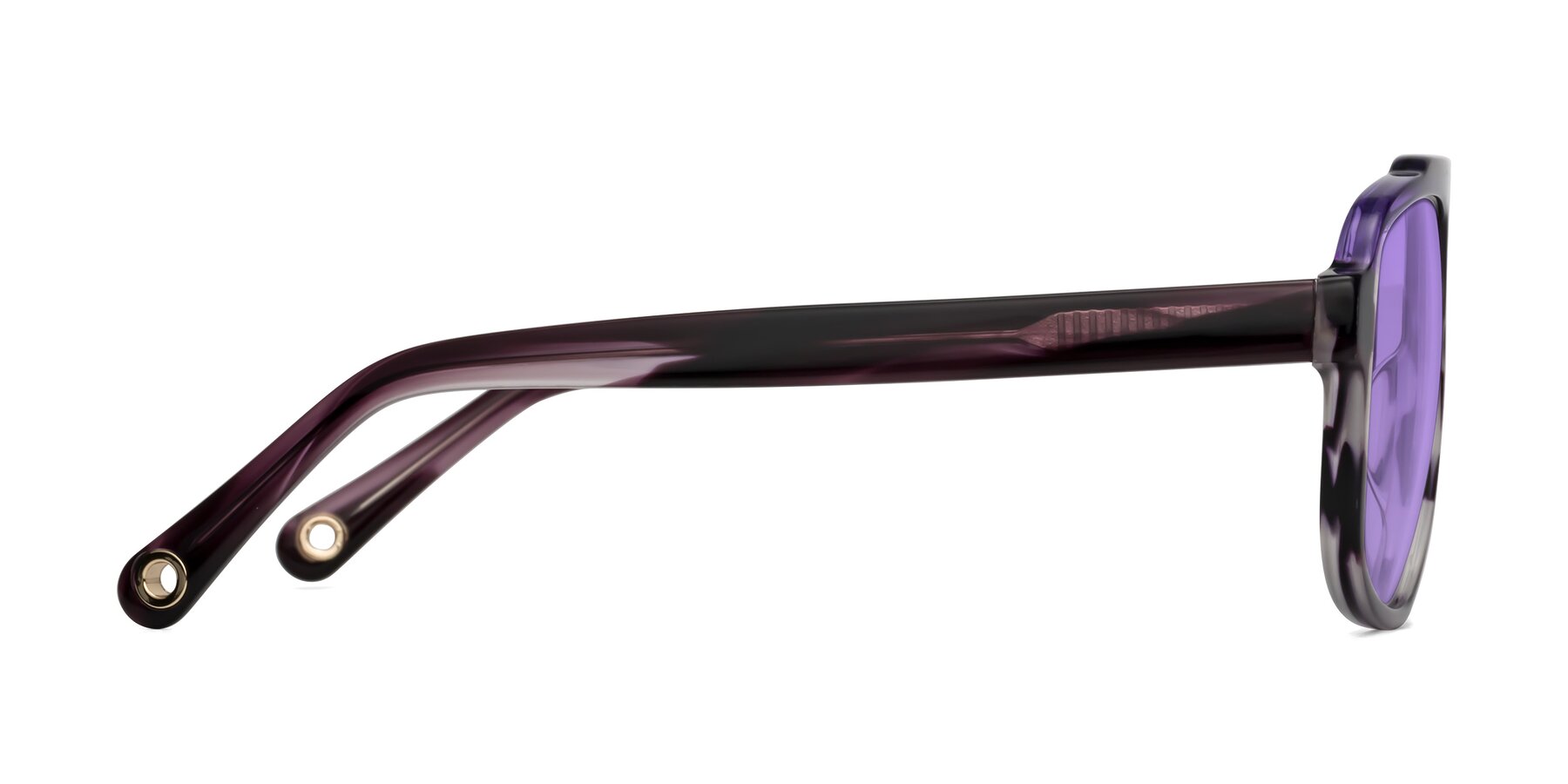 Side of kong in Twilight Striped with Medium Purple Tinted Lenses