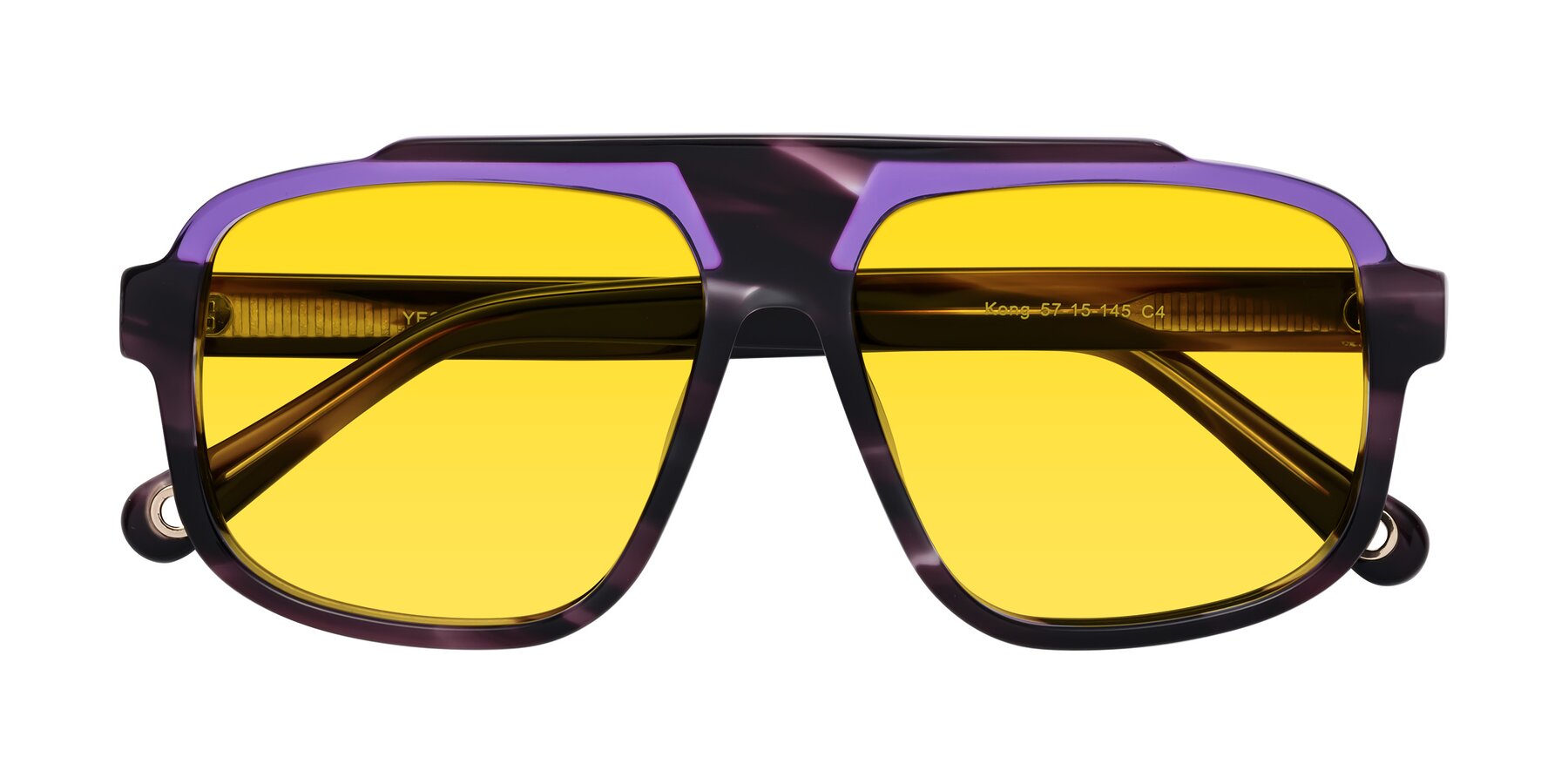 Folded Front of kong in Twilight Striped with Yellow Tinted Lenses