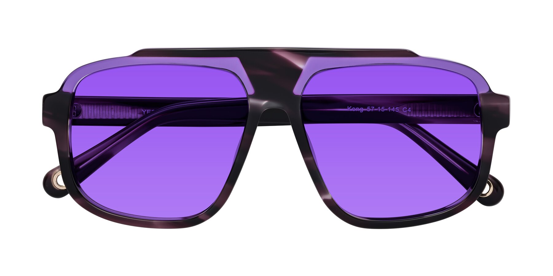 Folded Front of kong in Twilight Striped with Purple Tinted Lenses