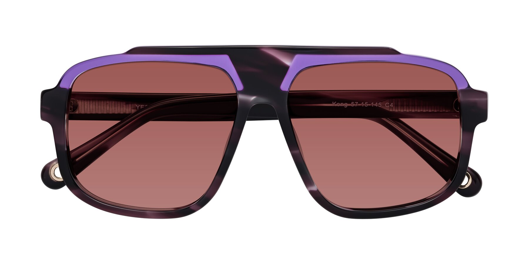 Folded Front of kong in Twilight Striped with Garnet Tinted Lenses