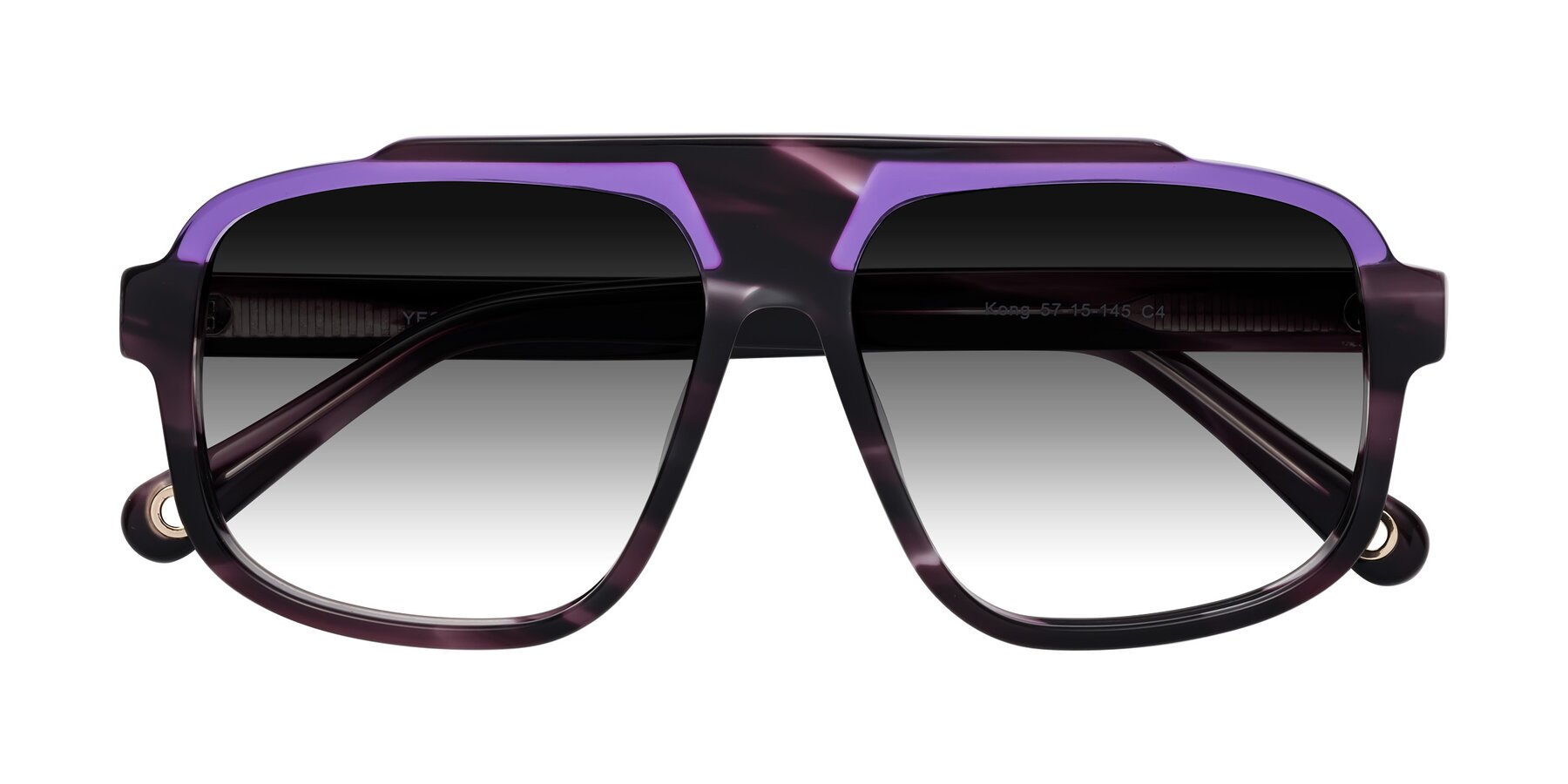 Folded Front of kong in Twilight Striped with Gray Gradient Lenses