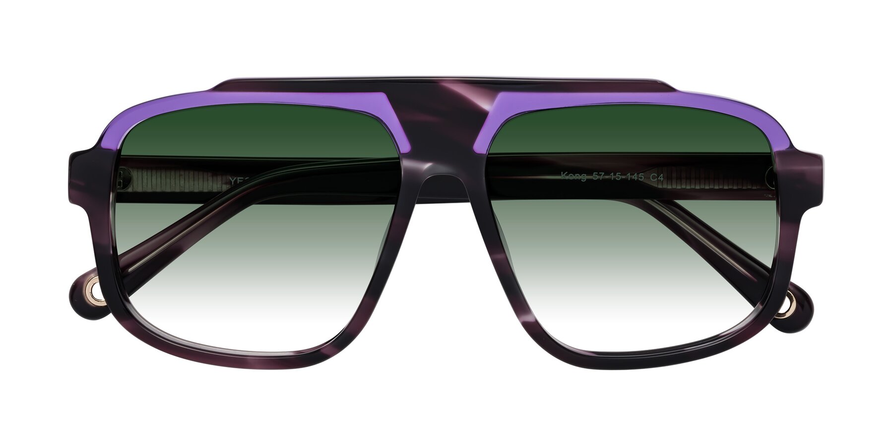 Folded Front of kong in Twilight Striped with Green Gradient Lenses