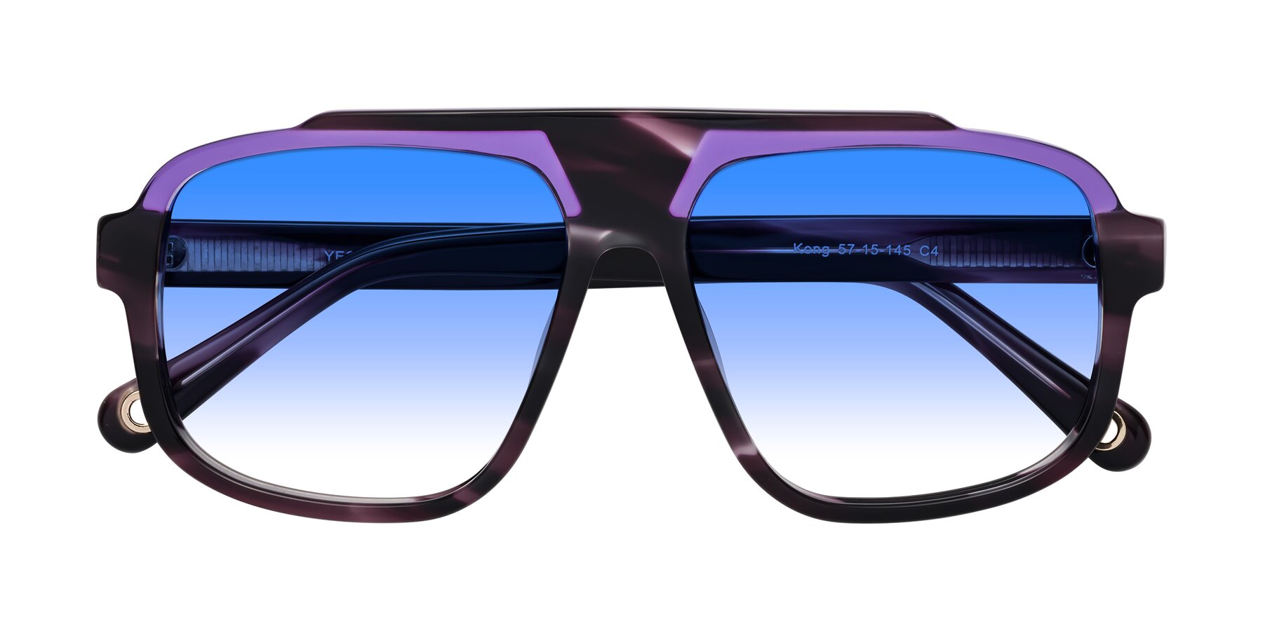 Folded Front of kong in Twilight Striped with Blue Gradient Lenses