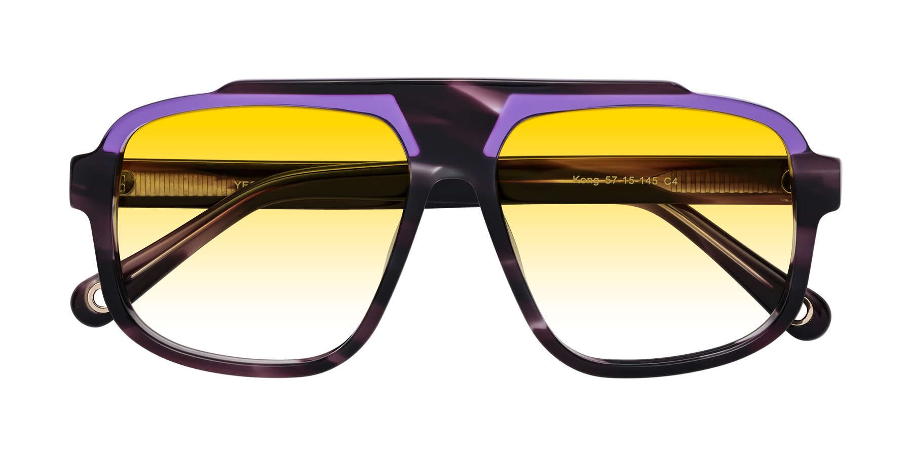 Folded Front of kong in Twilight Striped with Yellow Gradient Lenses