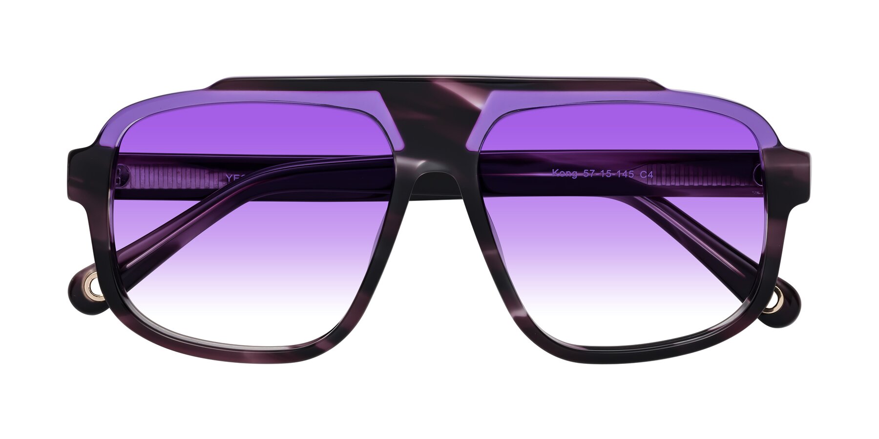 Folded Front of kong in Twilight Striped with Purple Gradient Lenses