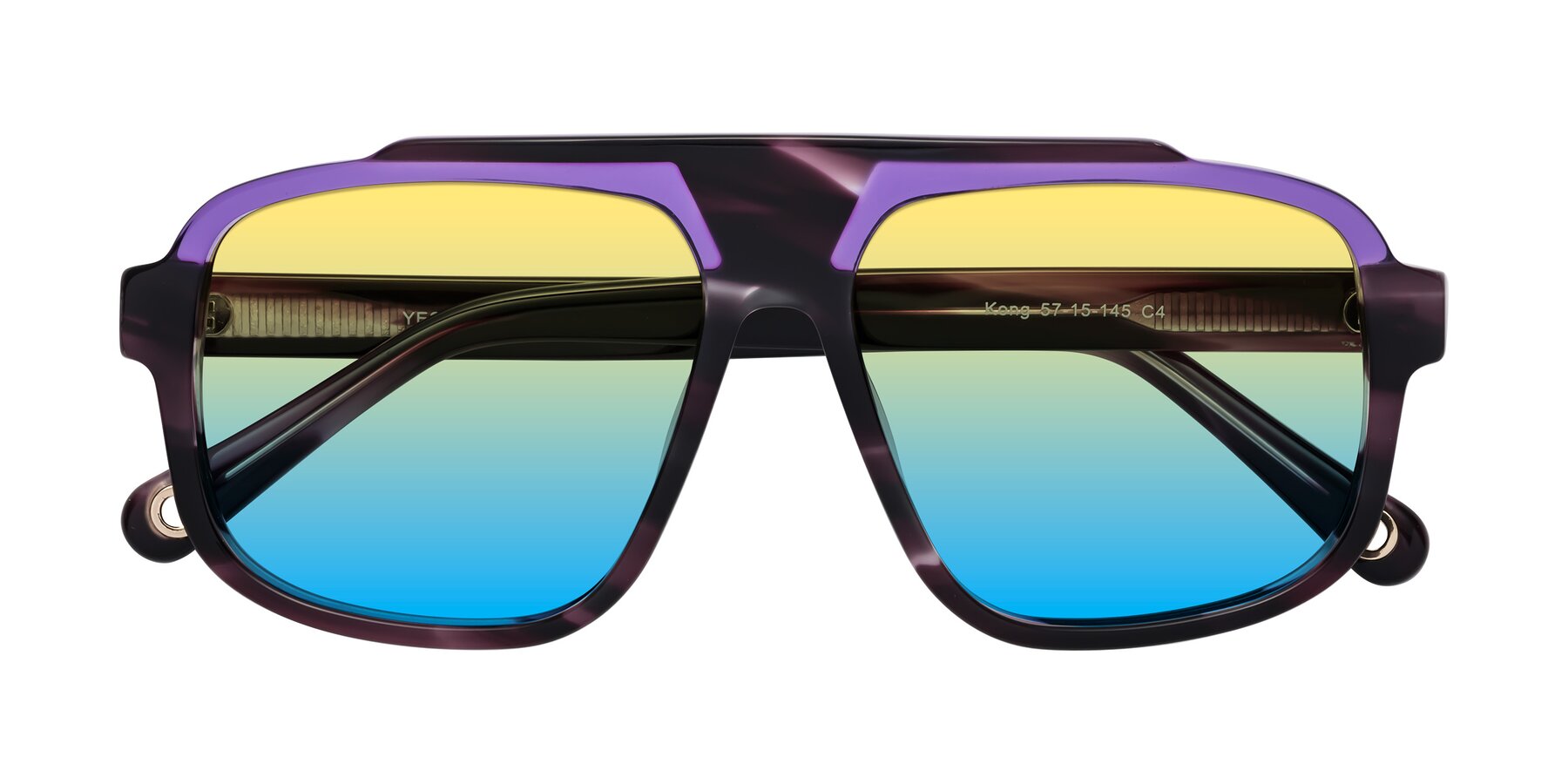 Folded Front of kong in Twilight Striped with Yellow / Blue Gradient Lenses