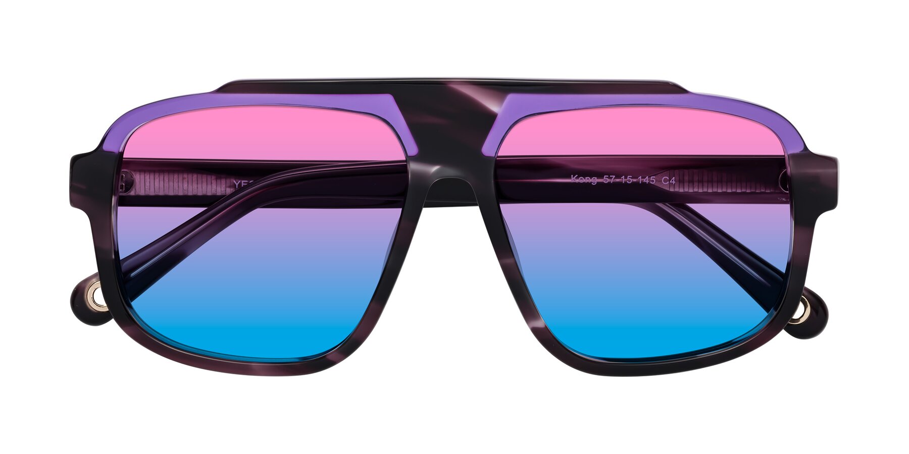 Folded Front of kong in Twilight Striped with Pink / Blue Gradient Lenses