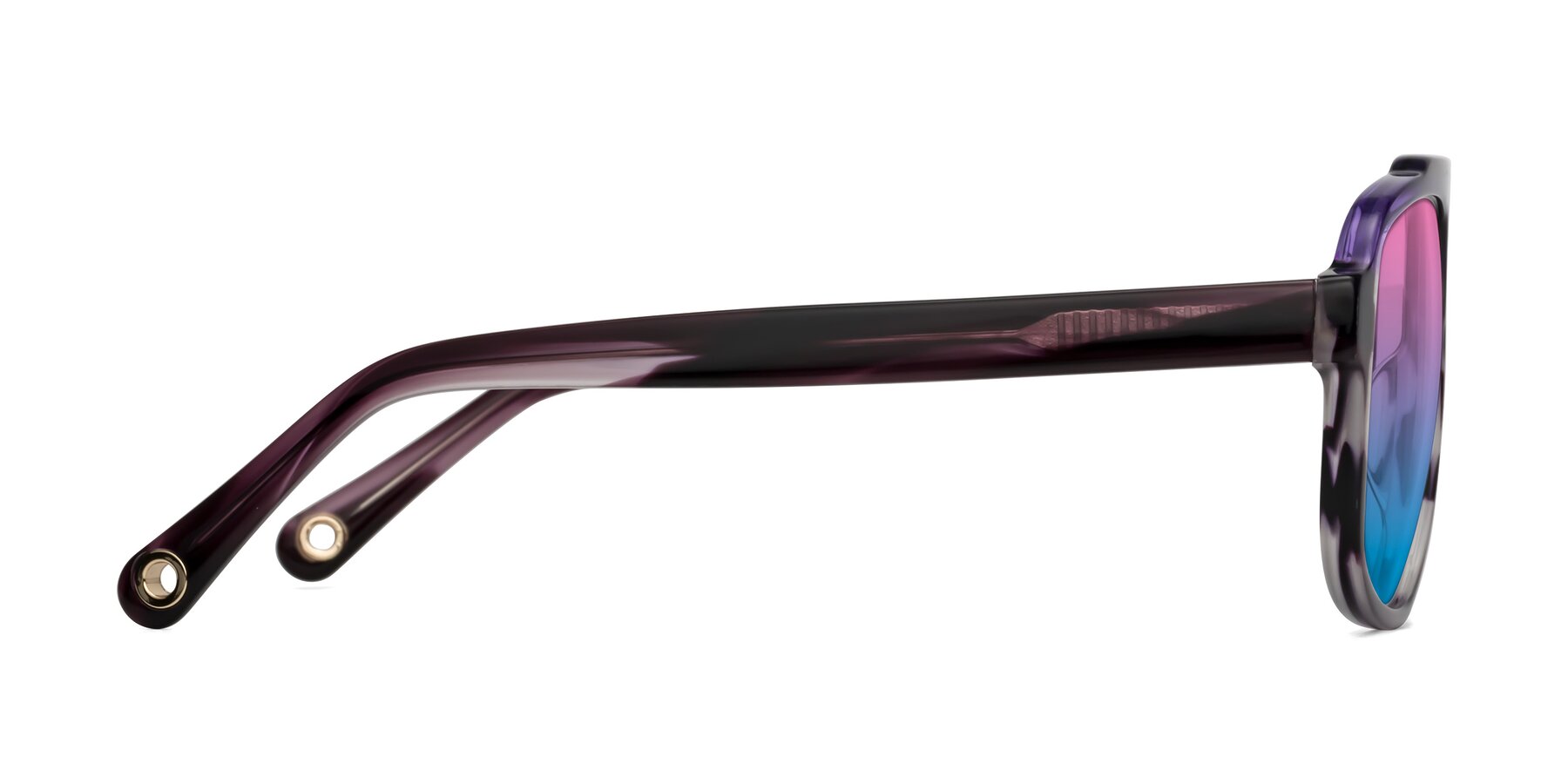 Side of kong in Twilight Striped with Pink / Blue Gradient Lenses