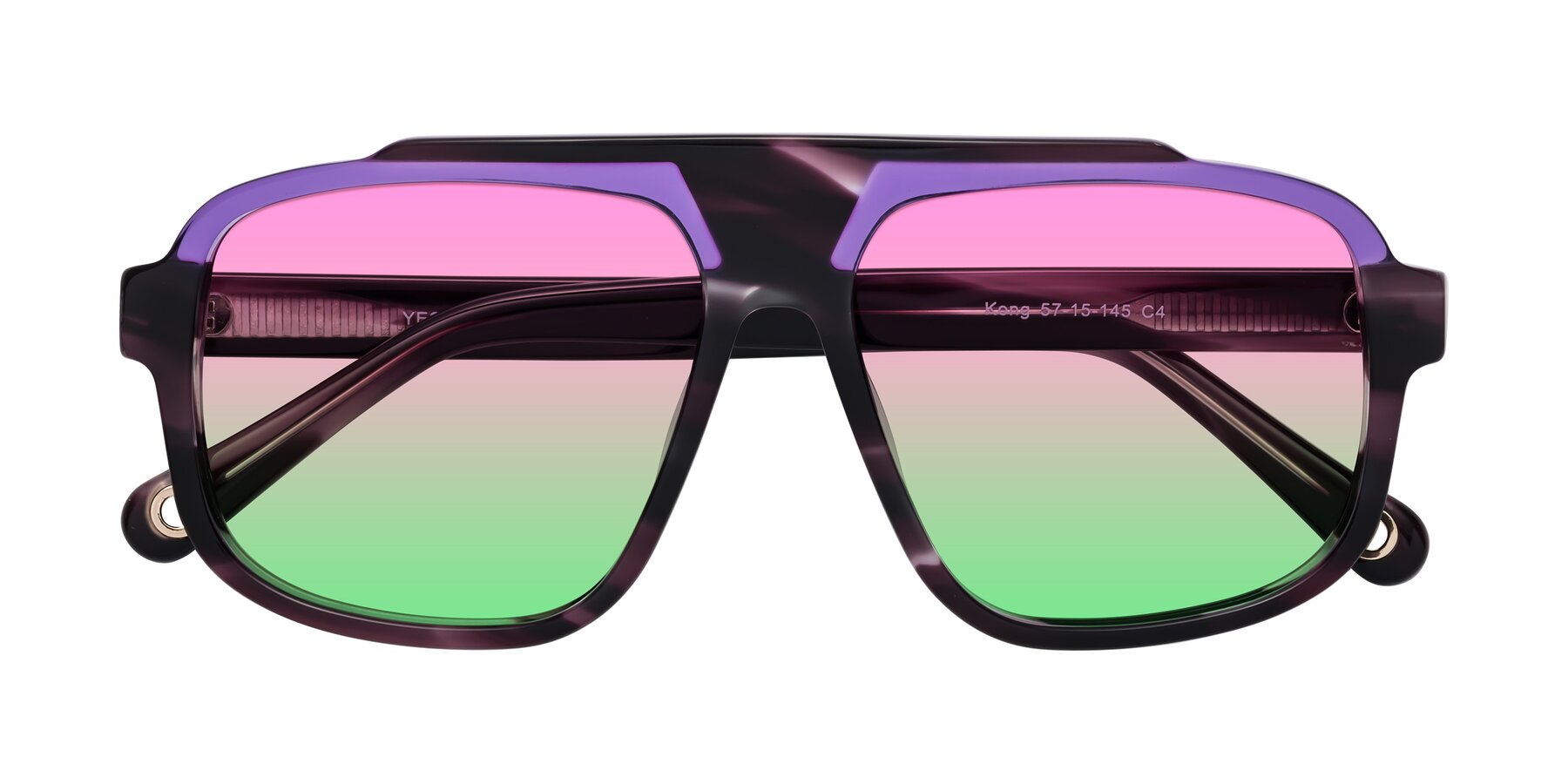 Folded Front of kong in Twilight Striped with Pink / Green Gradient Lenses