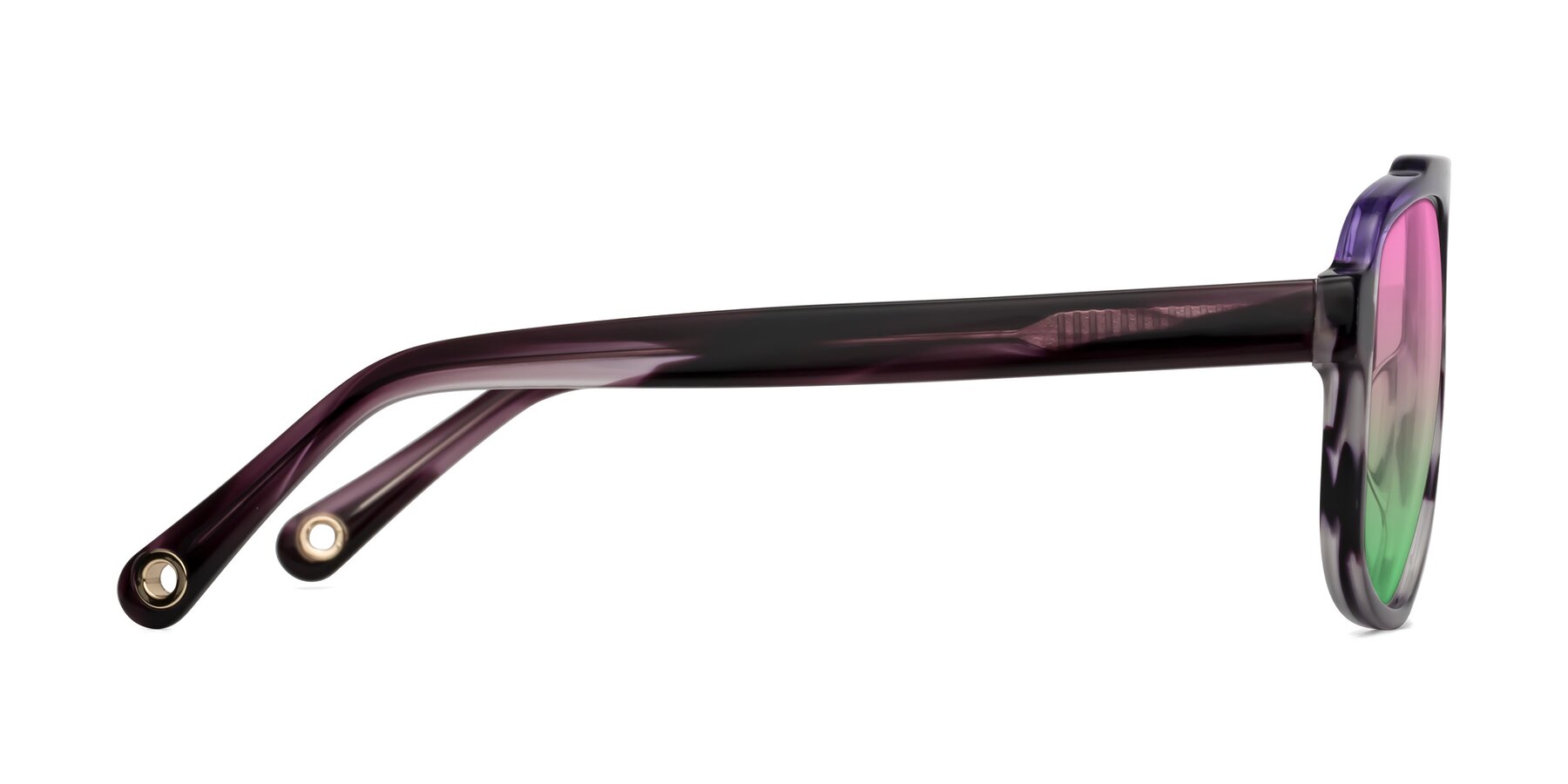 Side of kong in Twilight Striped with Pink / Green Gradient Lenses