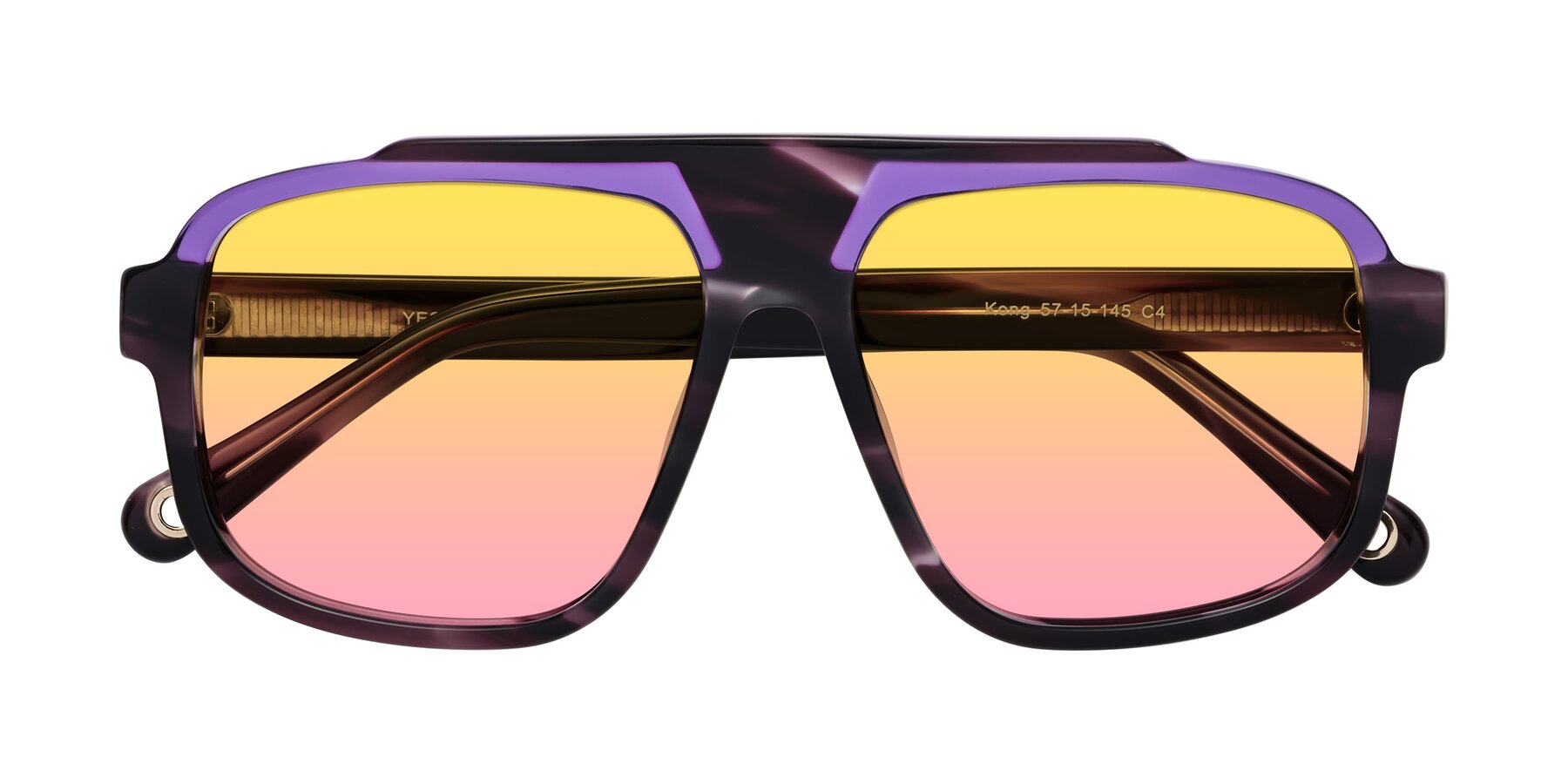 Folded Front of kong in Twilight Striped with Yellow / Pink Gradient Lenses