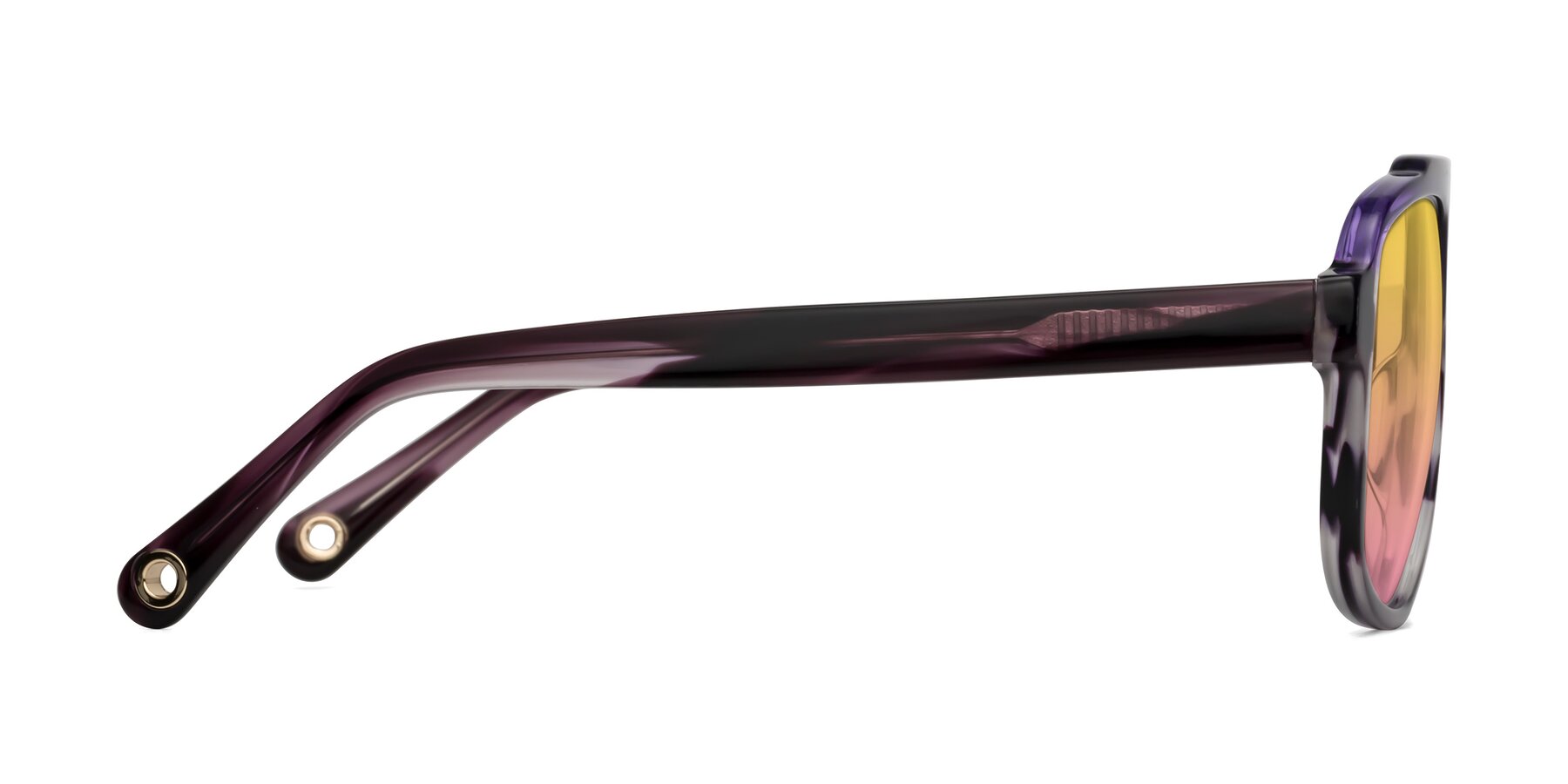 Side of kong in Twilight Striped with Yellow / Pink Gradient Lenses