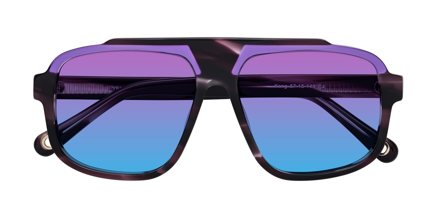 Folded Front of kong in Twilight Striped with Purple / Blue Gradient Lenses