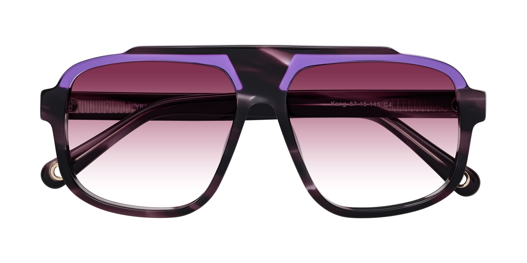 Folded Front of kong in Twilight Striped with Wine Gradient Lenses