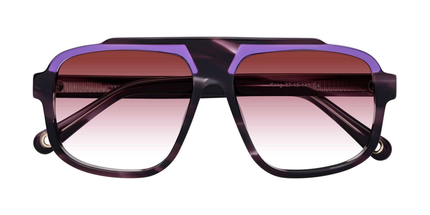 Folded Front of kong in Twilight Striped with Garnet Gradient Lenses