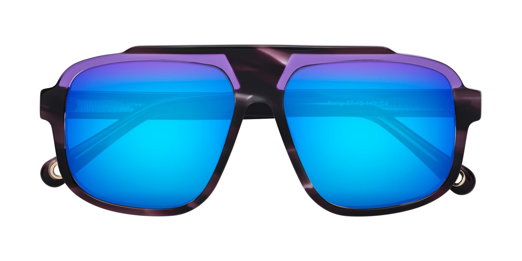 Folded Front of kong in Twilight Striped with Blue Mirrored Lenses