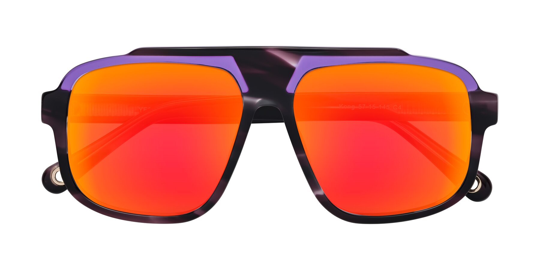 Folded Front of kong in Twilight Striped with Red Gold Mirrored Lenses