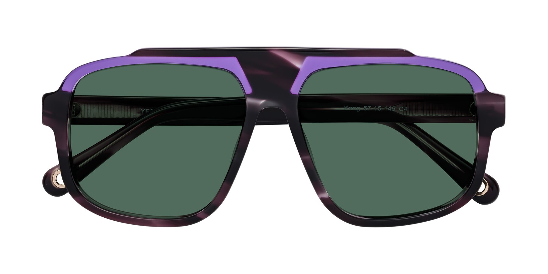 Folded Front of kong in Twilight Striped with Green Polarized Lenses