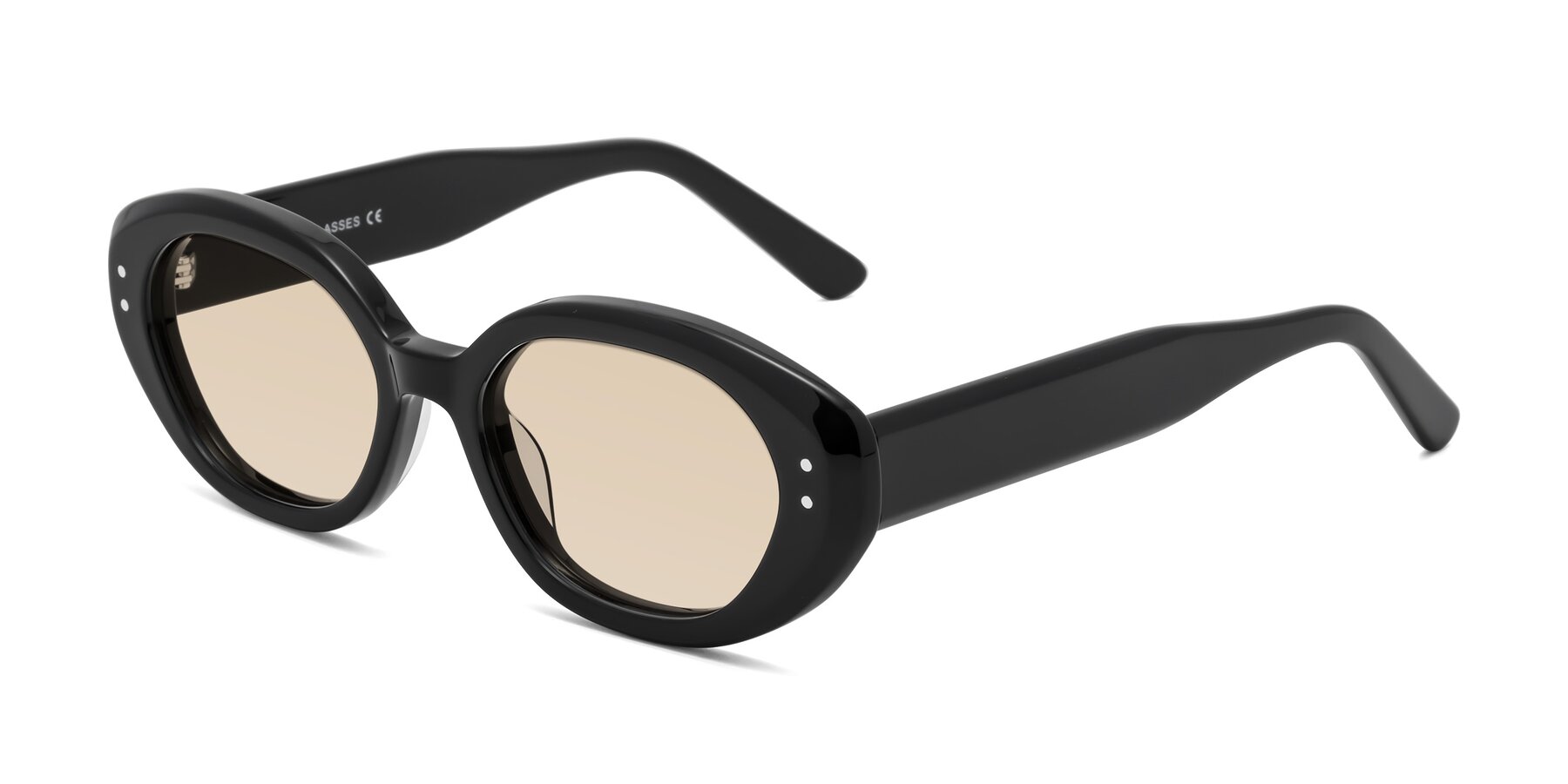 Angle of Quuen in Black with Light Brown Tinted Lenses