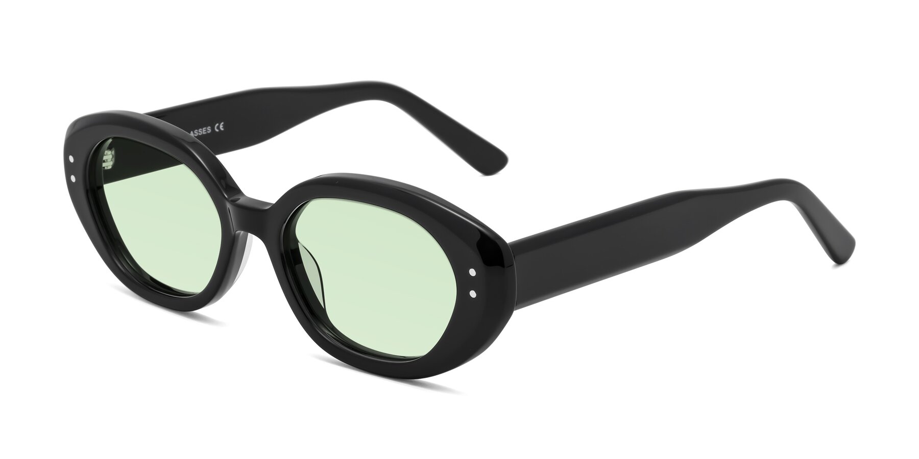 Angle of Quuen in Black with Light Green Tinted Lenses