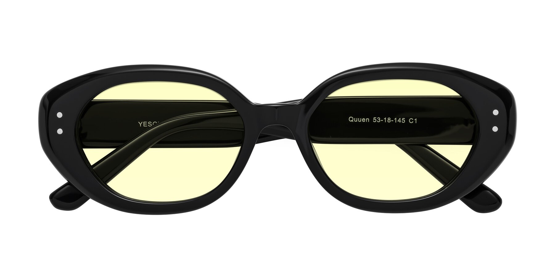 Folded Front of Quuen in Black with Light Yellow Tinted Lenses