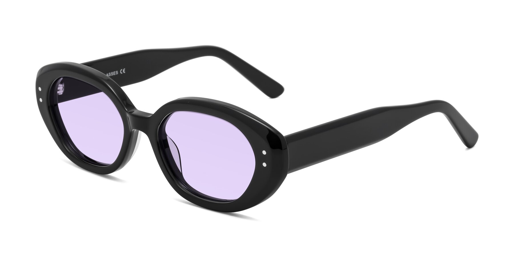 Angle of Quuen in Black with Light Purple Tinted Lenses