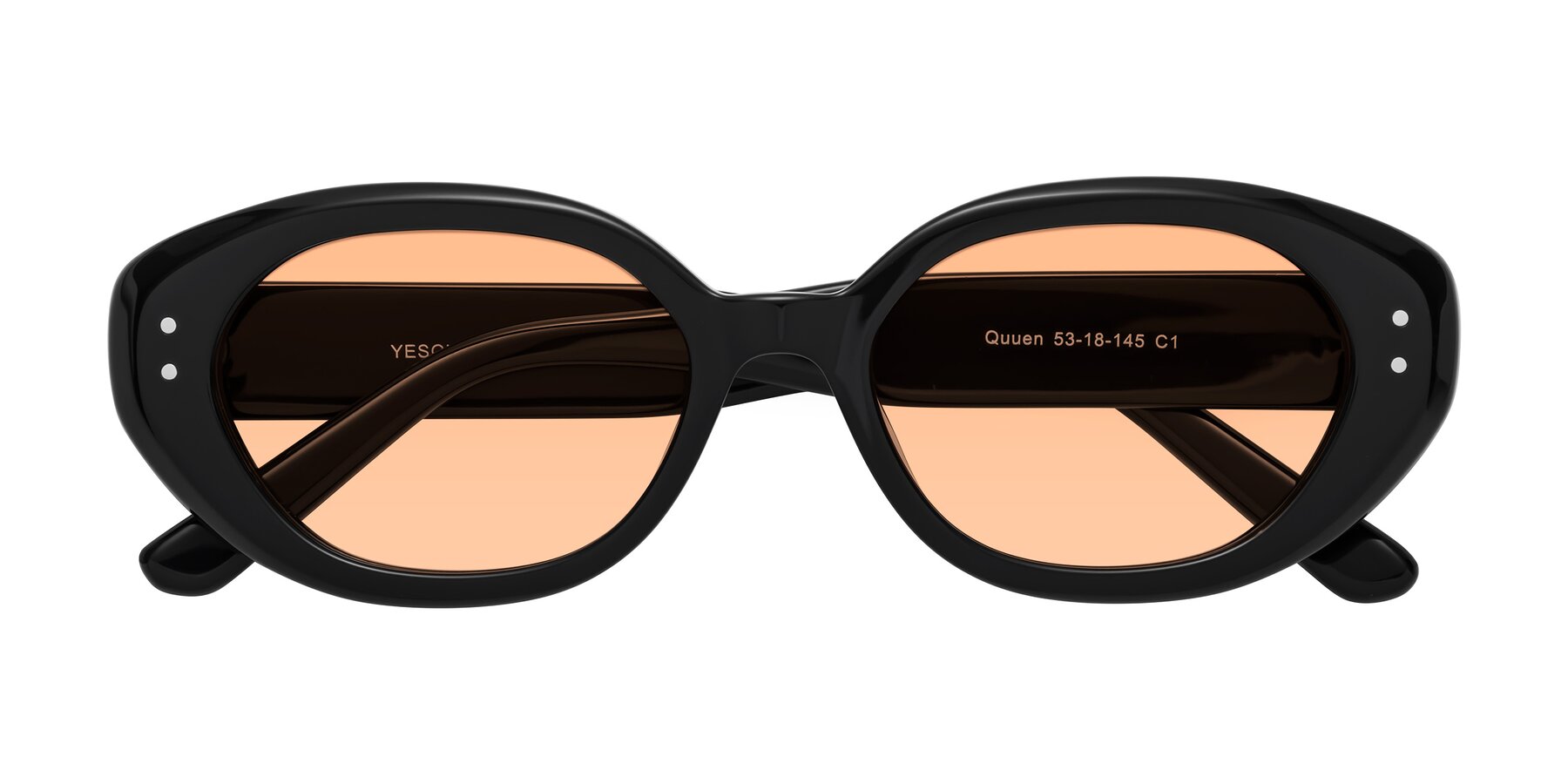 Folded Front of Quuen in Black with Light Orange Tinted Lenses