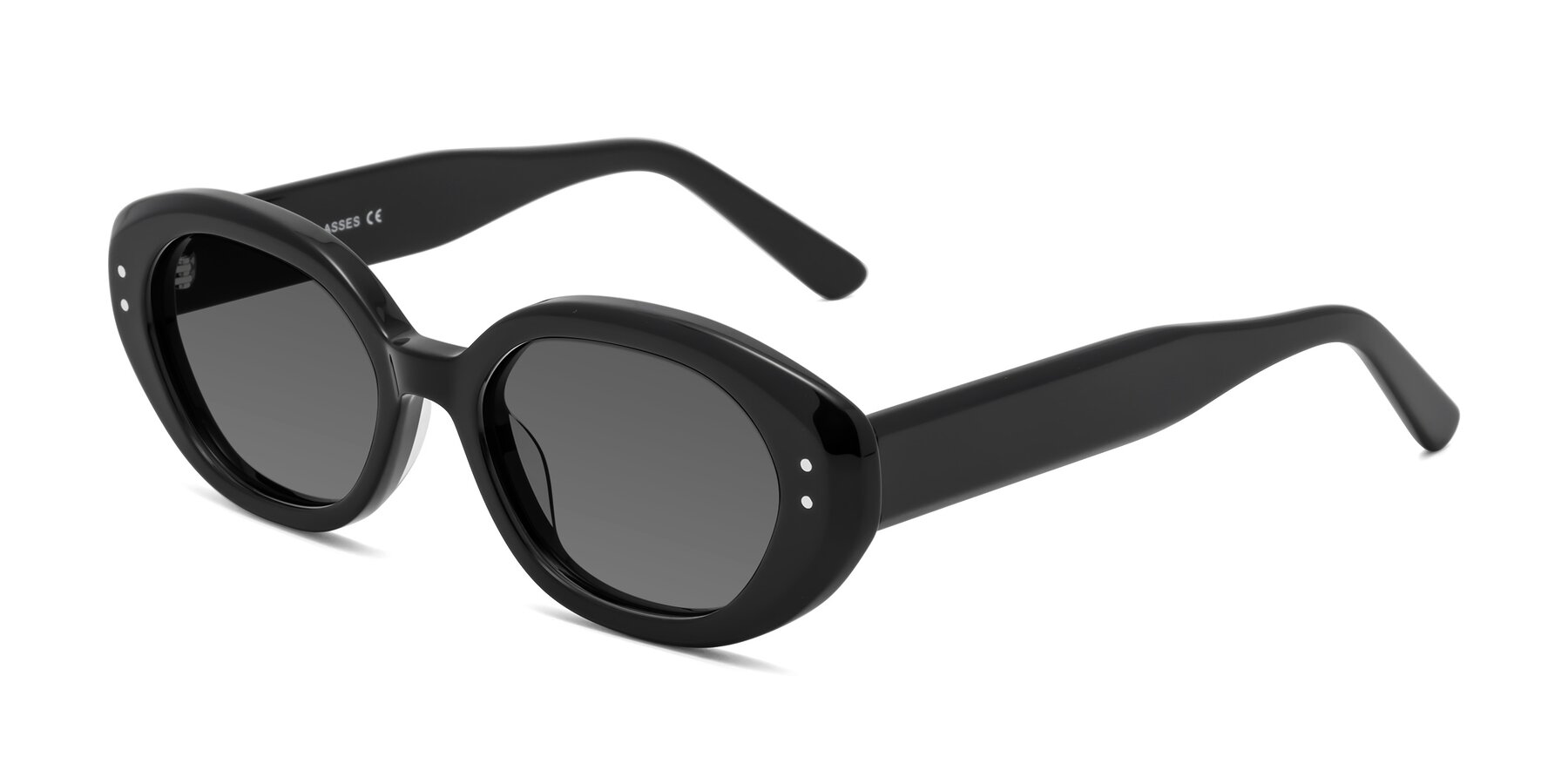 Angle of Quuen in Black with Medium Gray Tinted Lenses