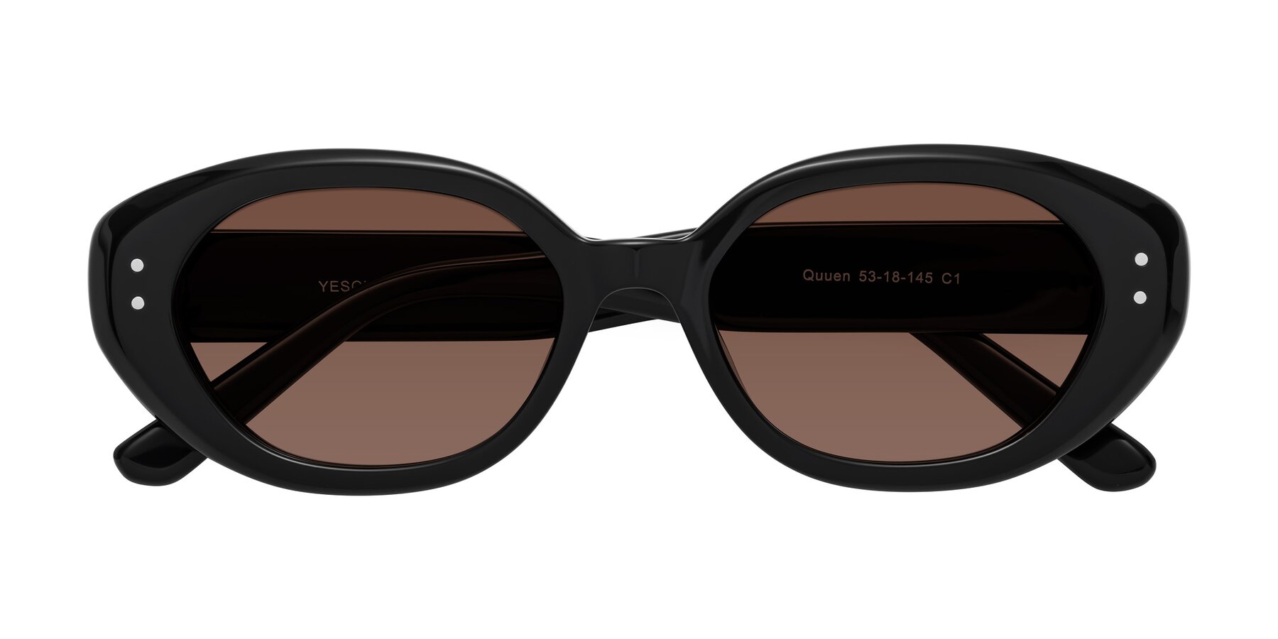 Folded Front of Quuen in Black with Brown Tinted Lenses