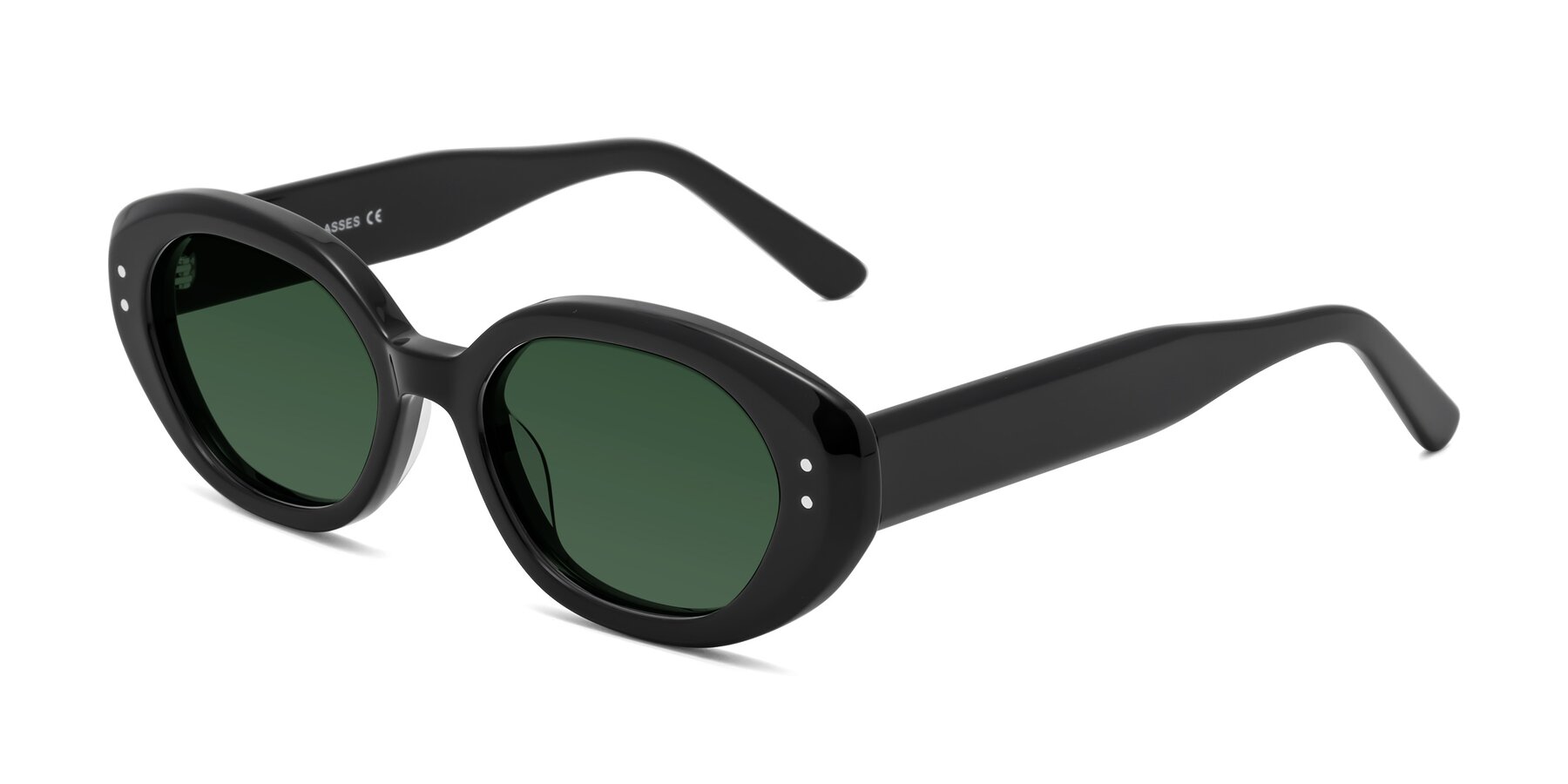 Angle of Quuen in Black with Green Tinted Lenses