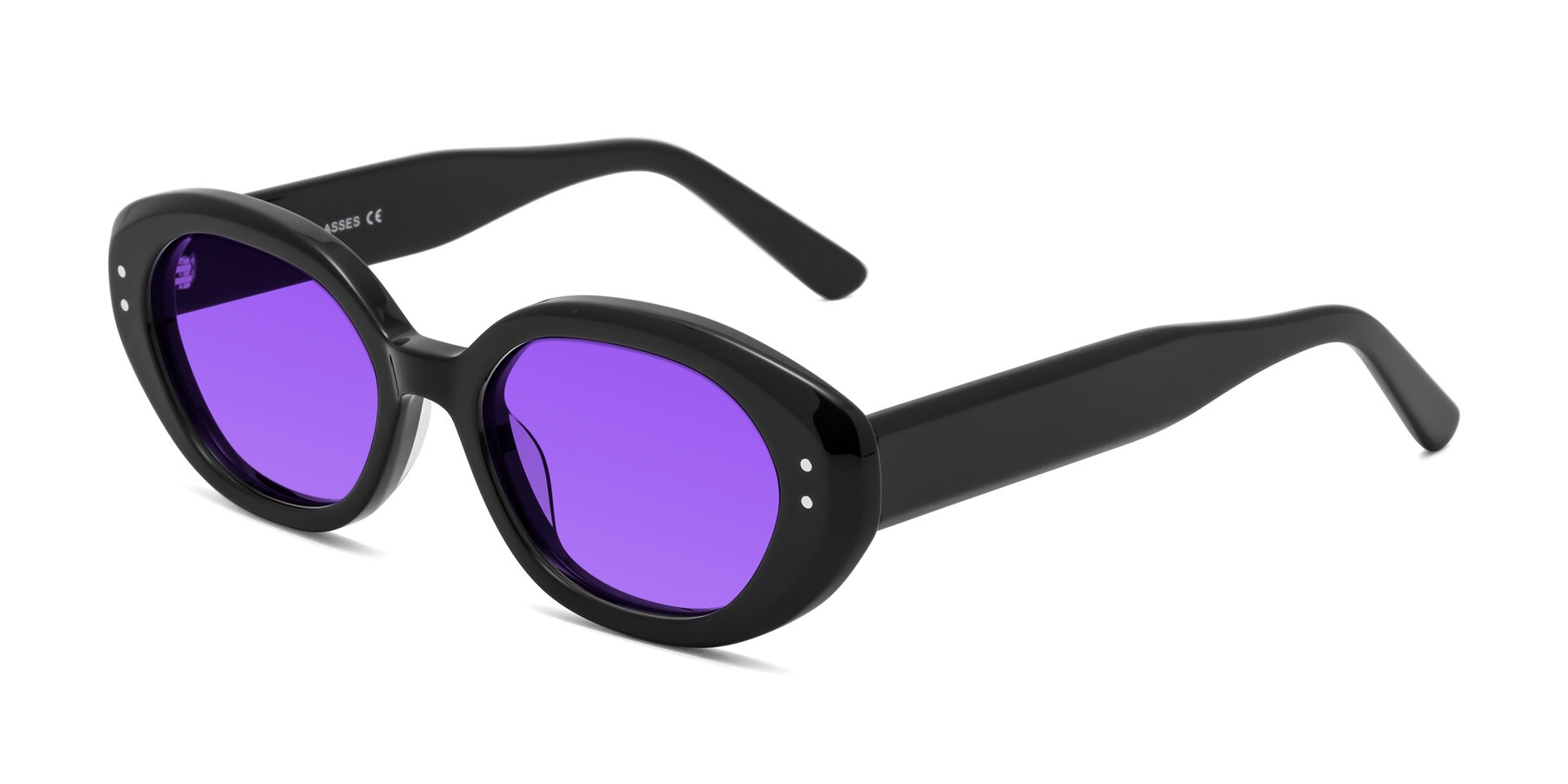 Angle of Quuen in Black with Purple Tinted Lenses